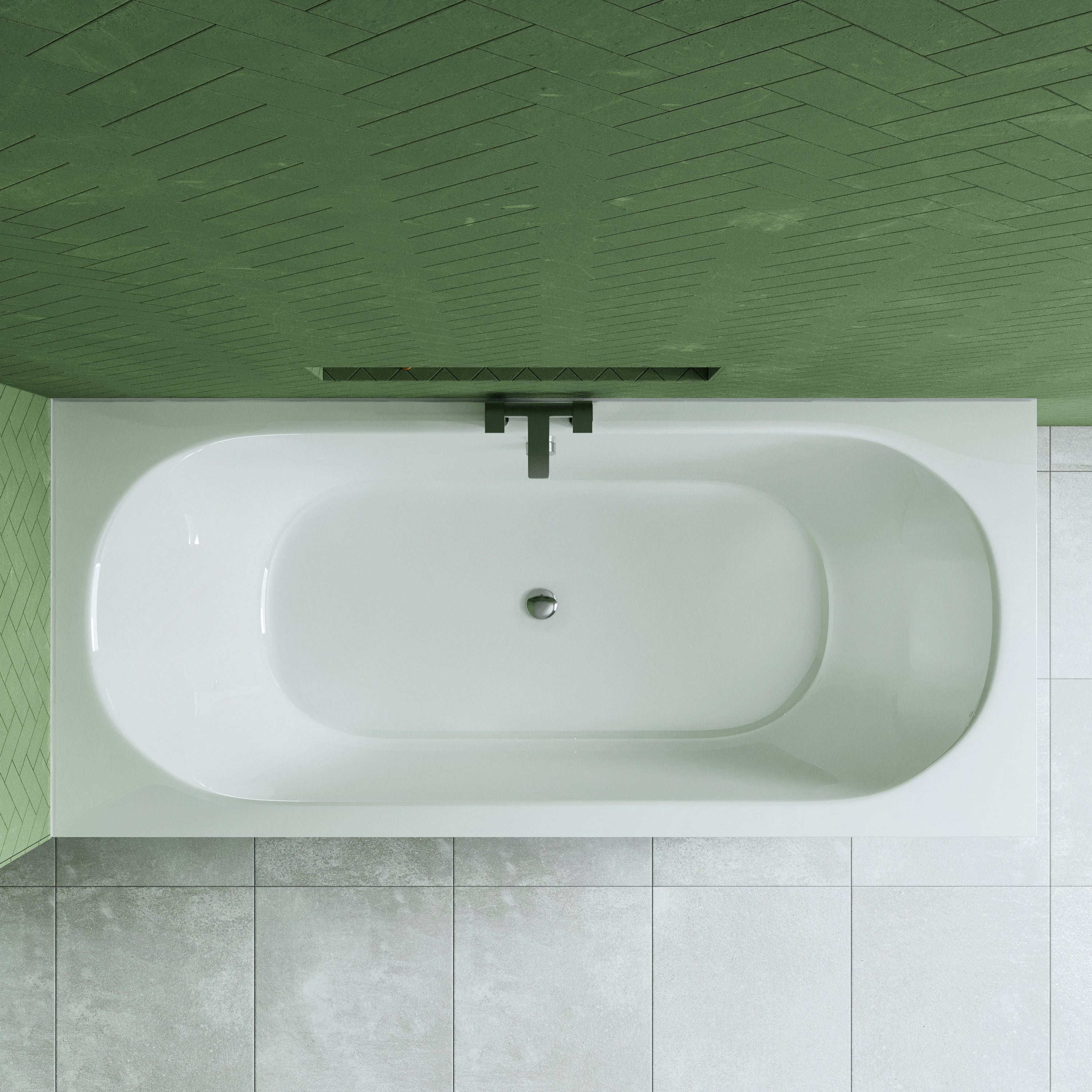 Drench Straight Double Ended Bath - Curved