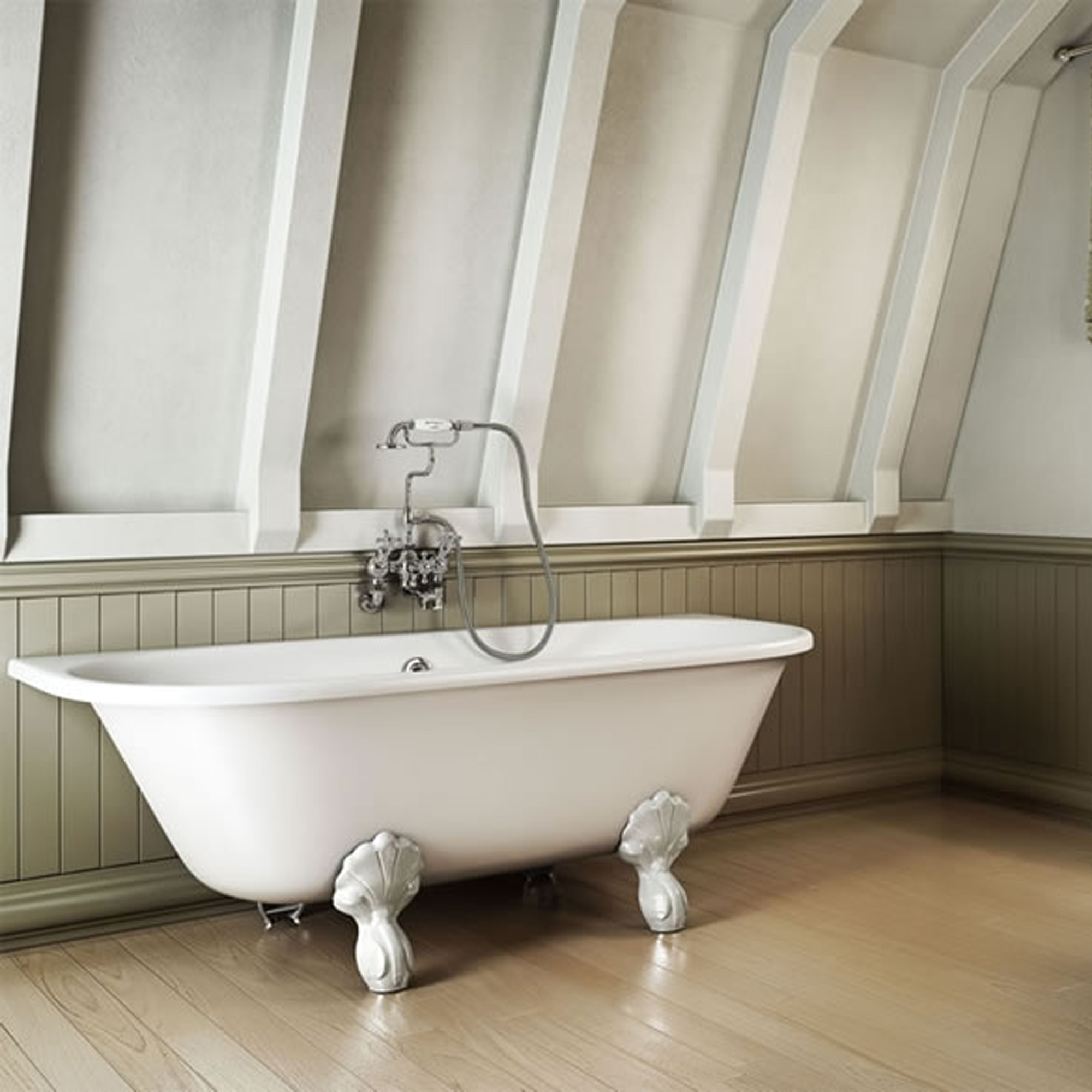 Burlington Avantgarde Back to Wall Roll Top Bath with Luxury Feet - 1700 x 750mm