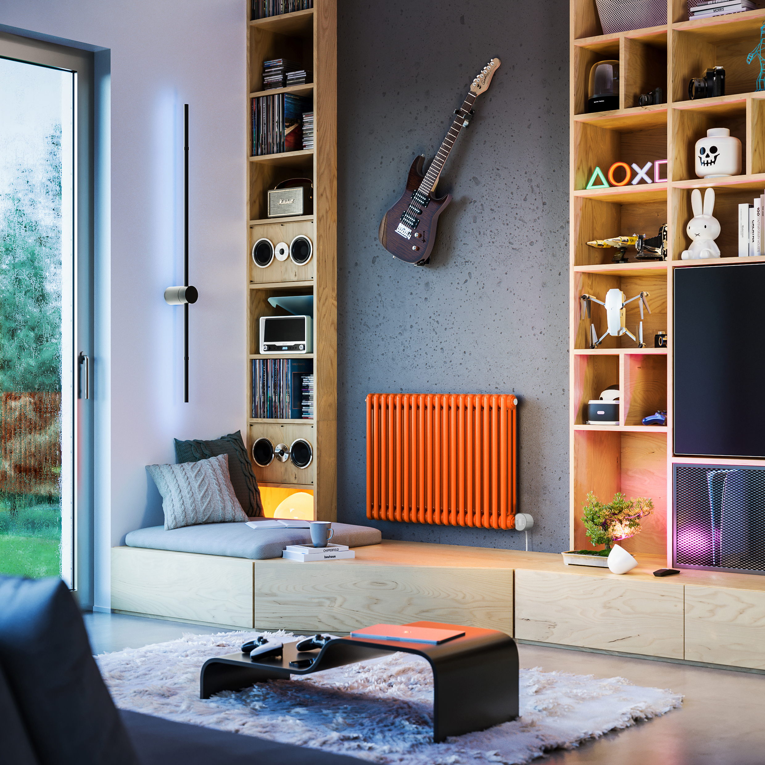 Terma Colorado Electric 3 Column Horizontal Radiator with VEO Wi-Fi Controlled Heating Element