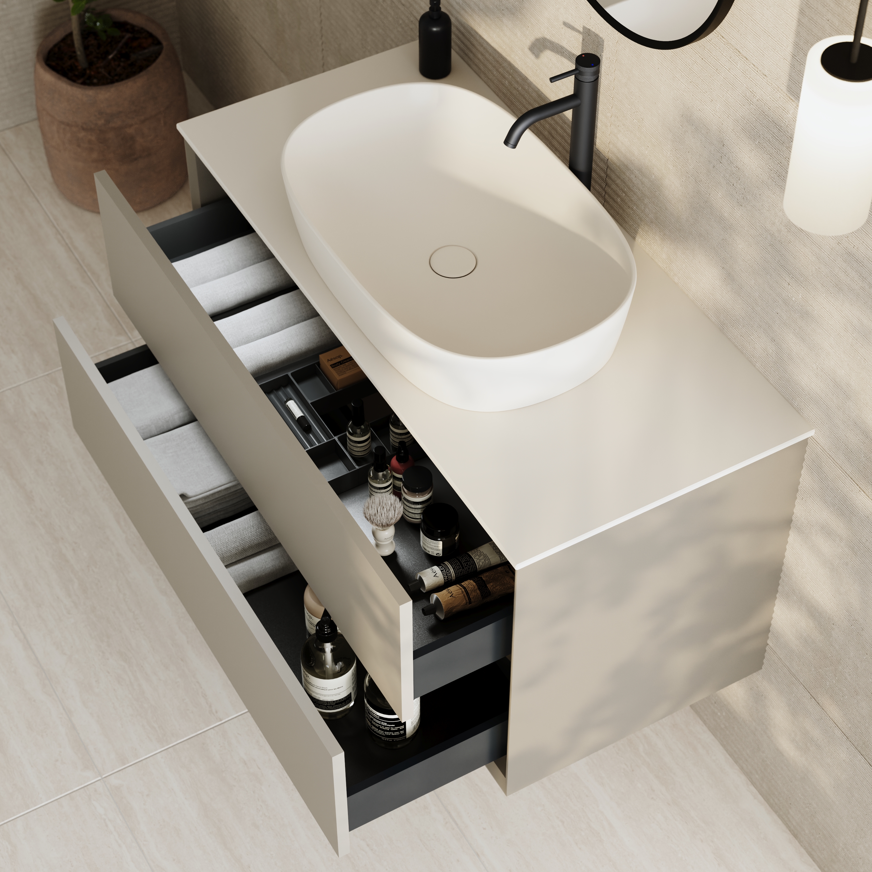 Oslo 1000mm Wall Mounted Vanity Unit & Sintered Stone Countertop