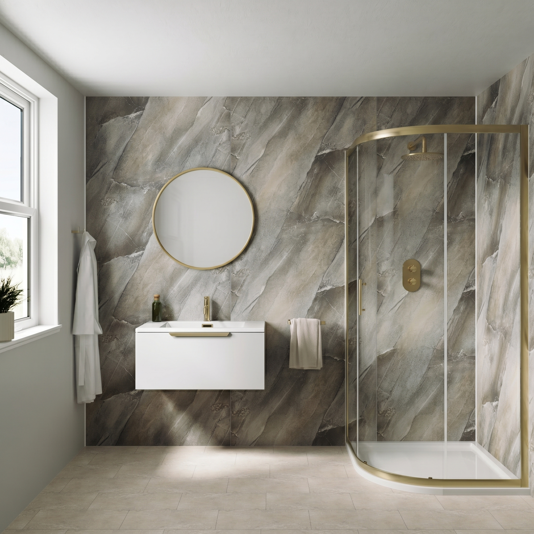 Drench Naturals Matt Slate PVC Waterproof Bathroom Wall Panel - 1000 x 2400mm