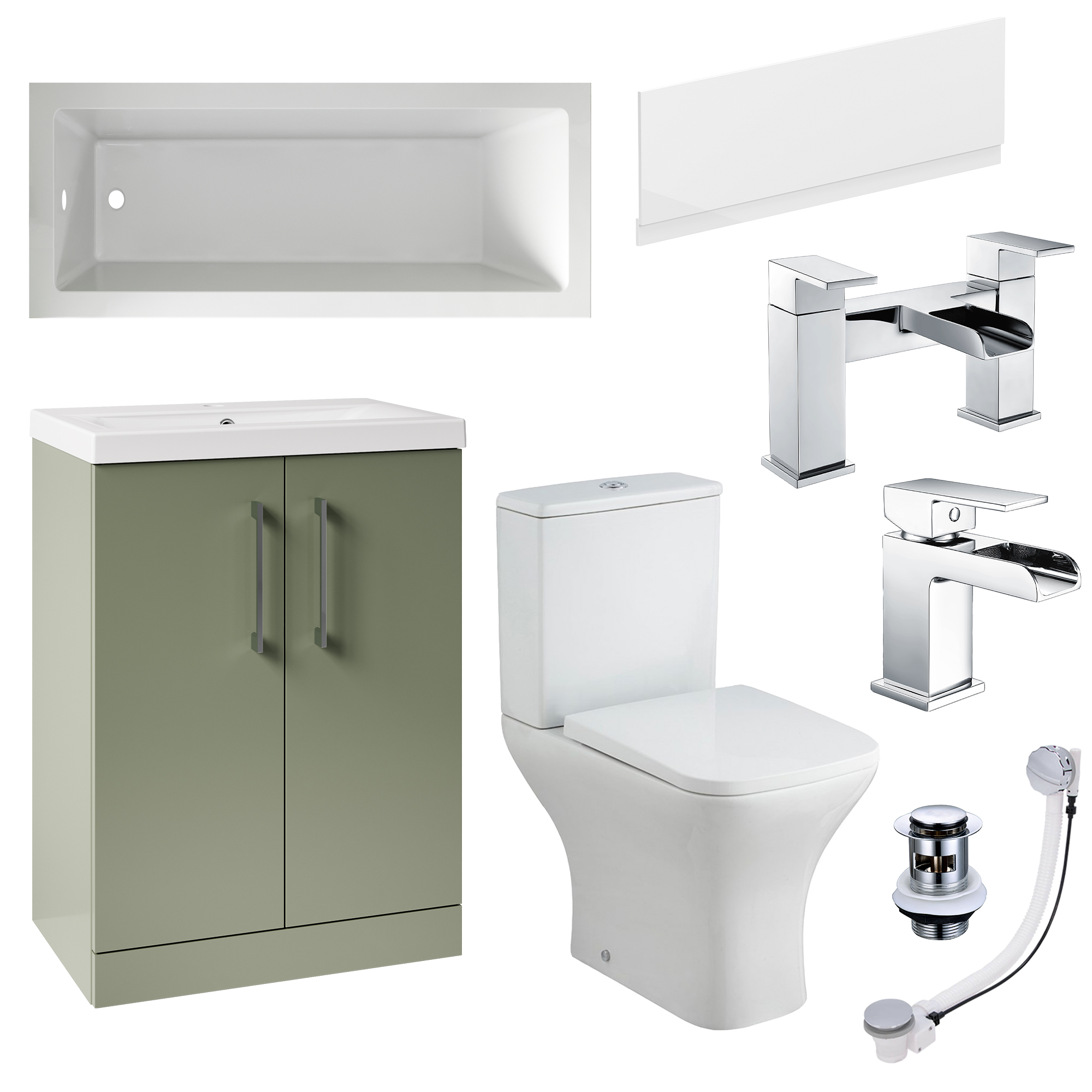 Erin Complete Bathroom Suite with Reinforced Bath & Rimless Toilet