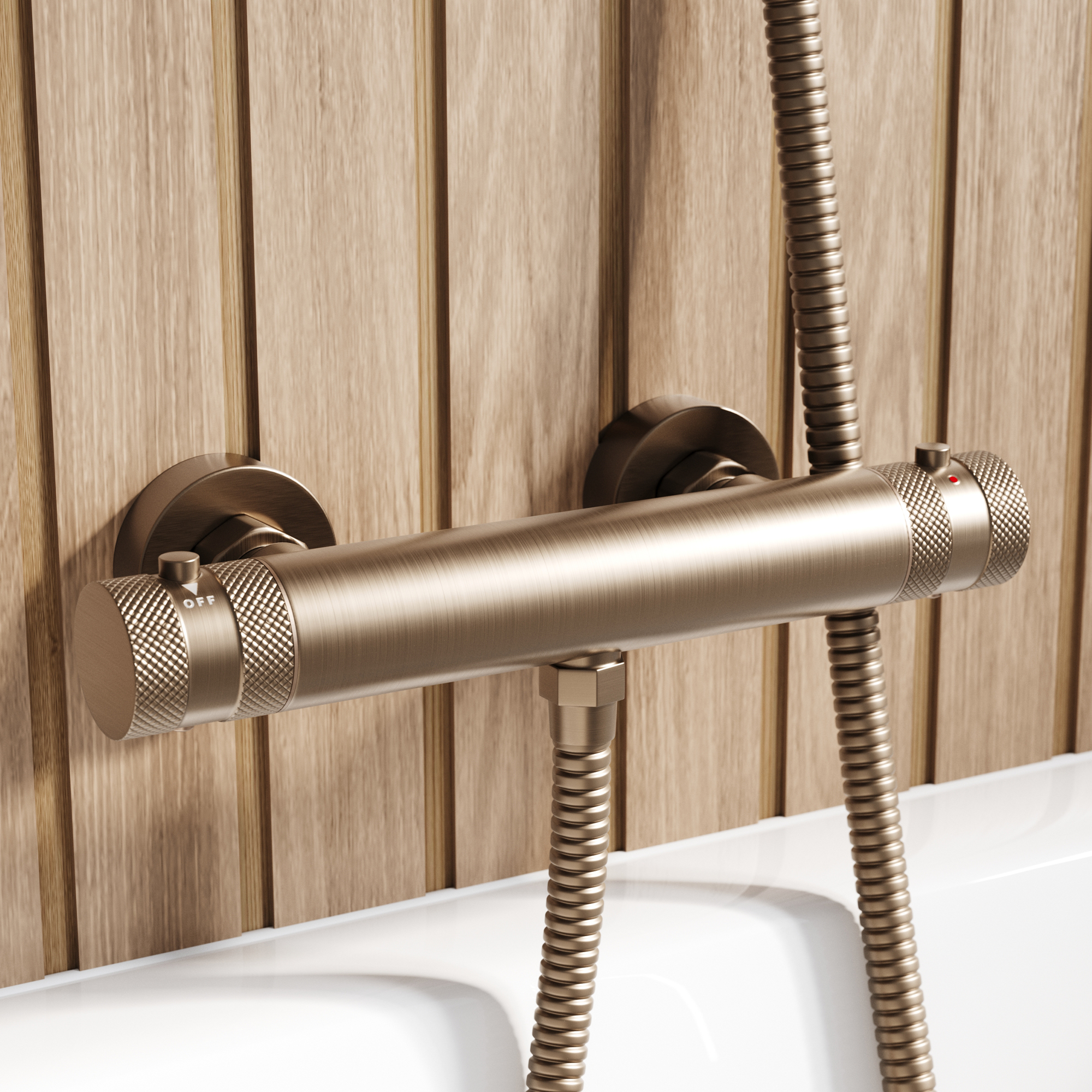 Core 1 Outlet Exposed Thermostatic Bar Valve & Fluted Slide Rail Shower Kit