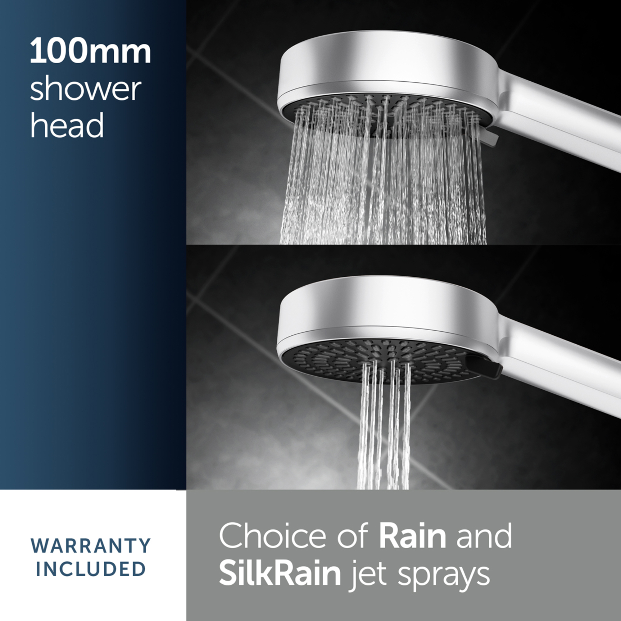 Ideal Standard Idealrain Alu+ Shower Rail Kit with Multi-Function Shower Handset & 2 Shelves