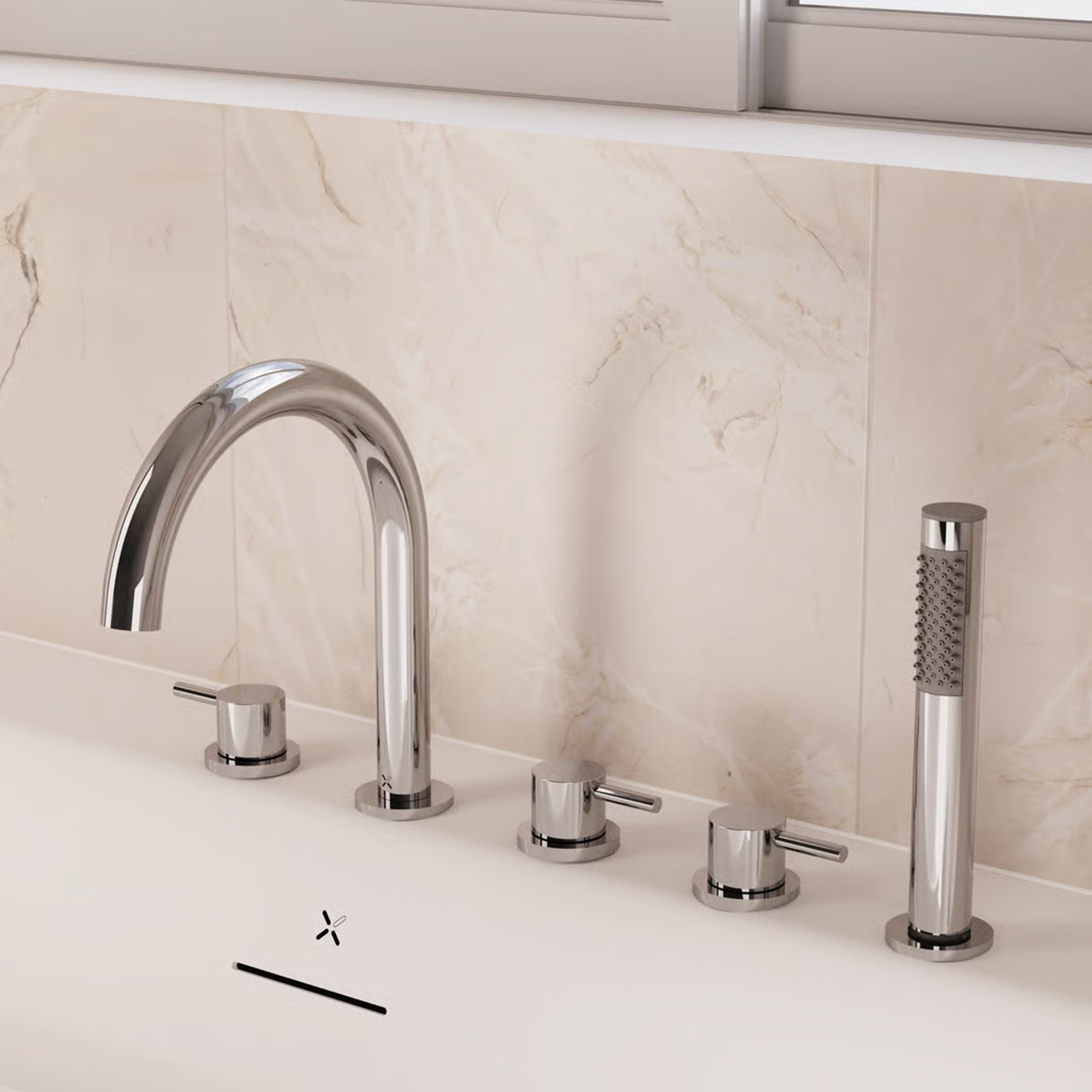 Crosswater MPRO 5 Hole Bath Mixer Tap with Shower Handset - Chrome