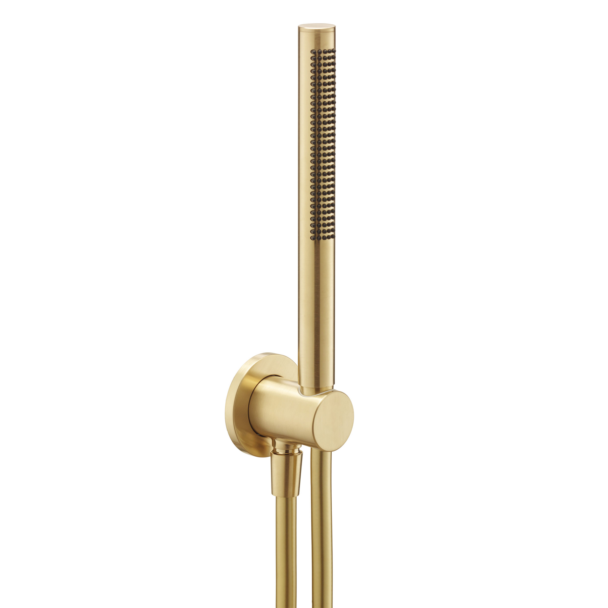 VOS Round Water Outlet & Holder with Metal Hose & Slim Hand Shower - Brushed Brass