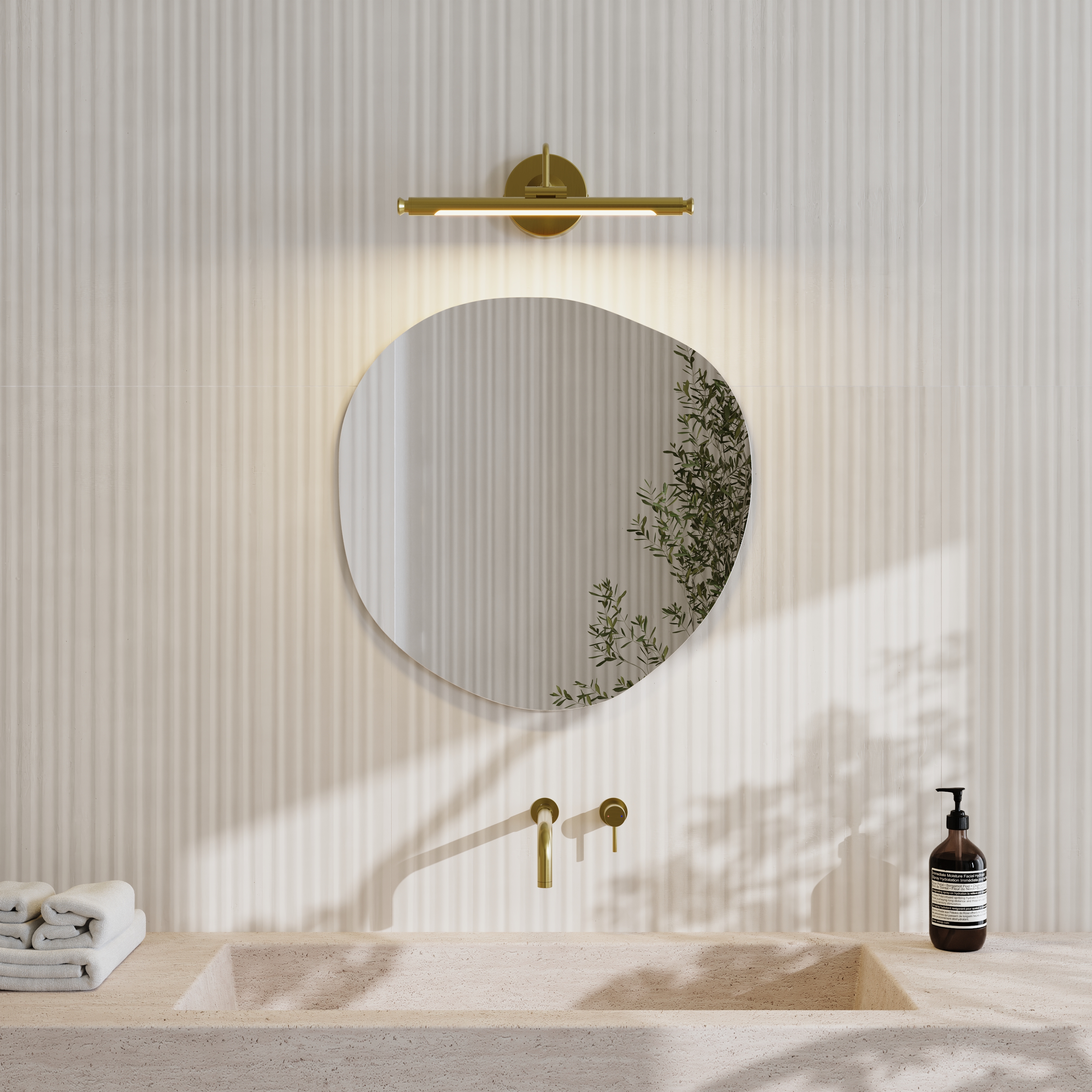 Organics Slim Mirror with Small Picture Wall Light