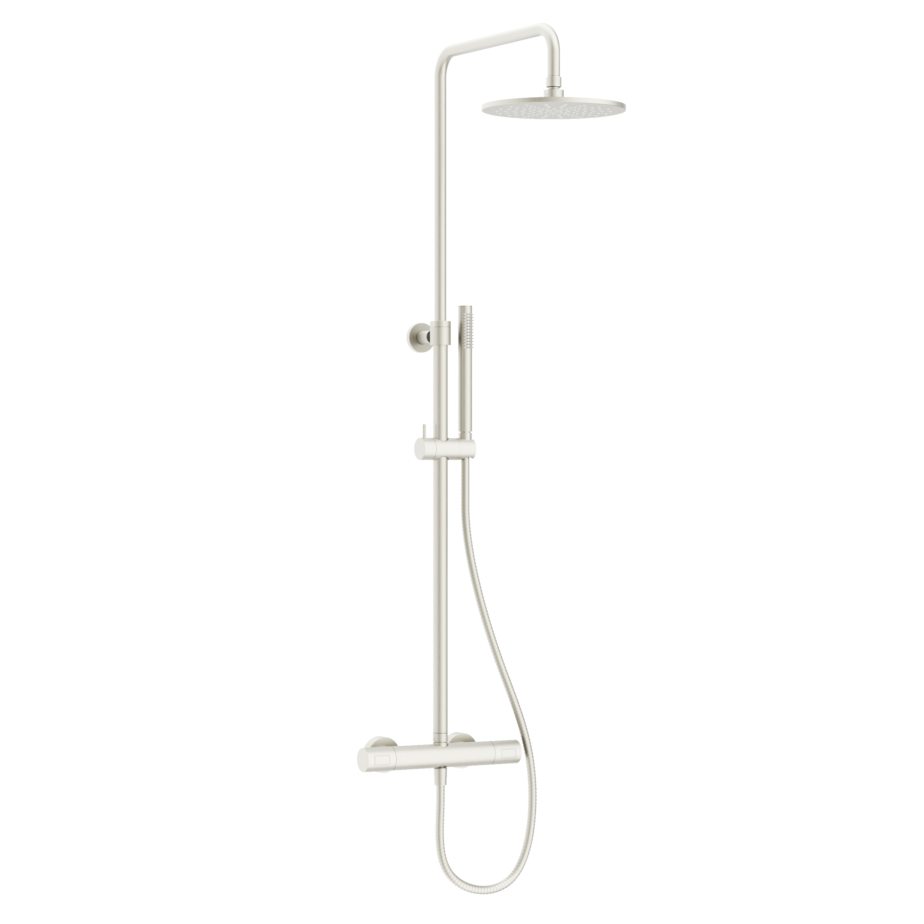 Crosswater Central Exposed Thermostatic Shower Valve with Rigid Riser & Handset Kit - Brushed Nickel