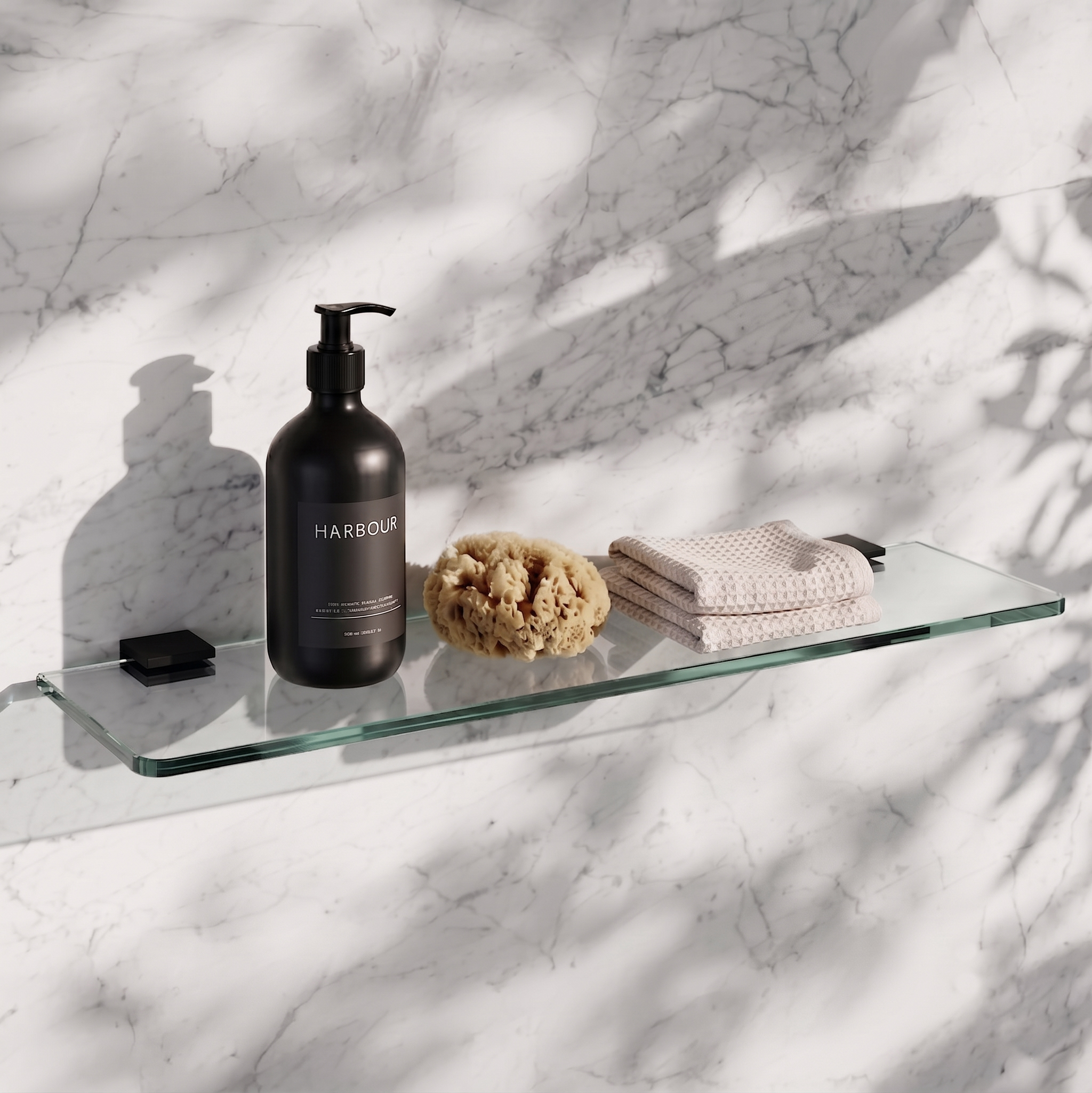 Harbour Status Matt Black Glass Shelf