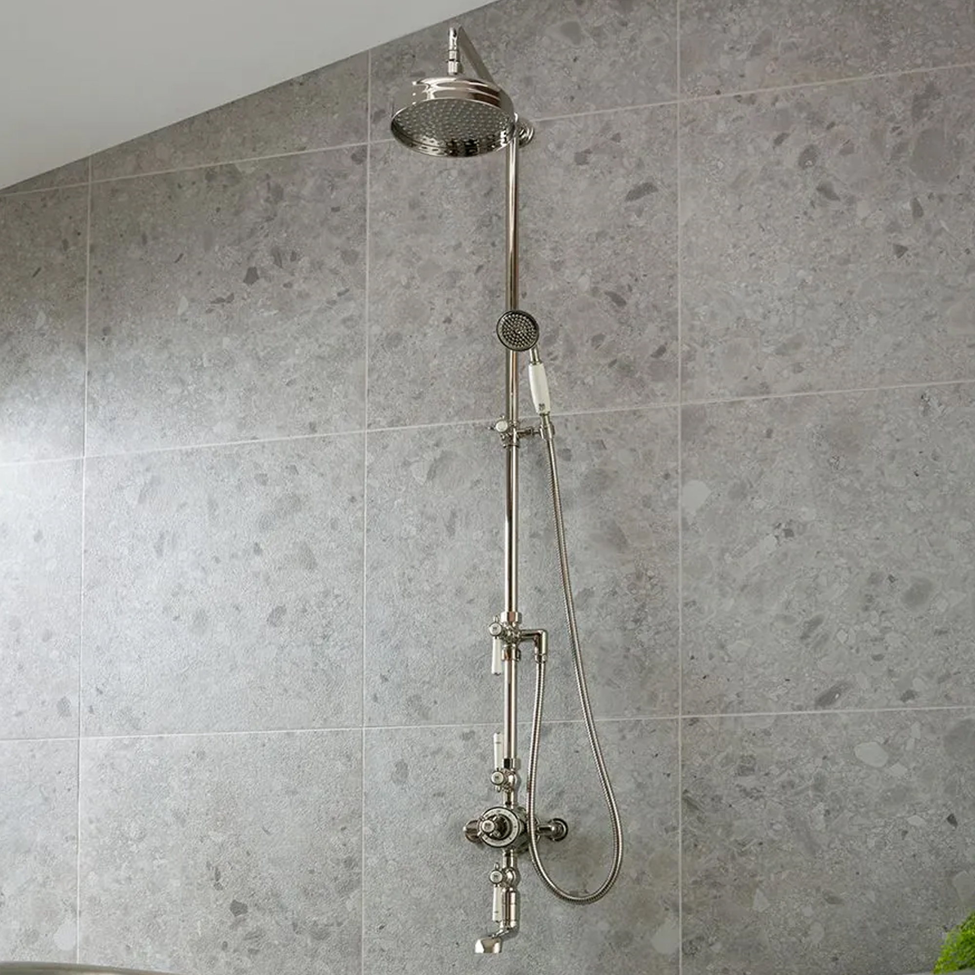 Booth & Co Axbridge Traditional 3 Outlet Exposed Thermostatic Shower Set with Bath Spout