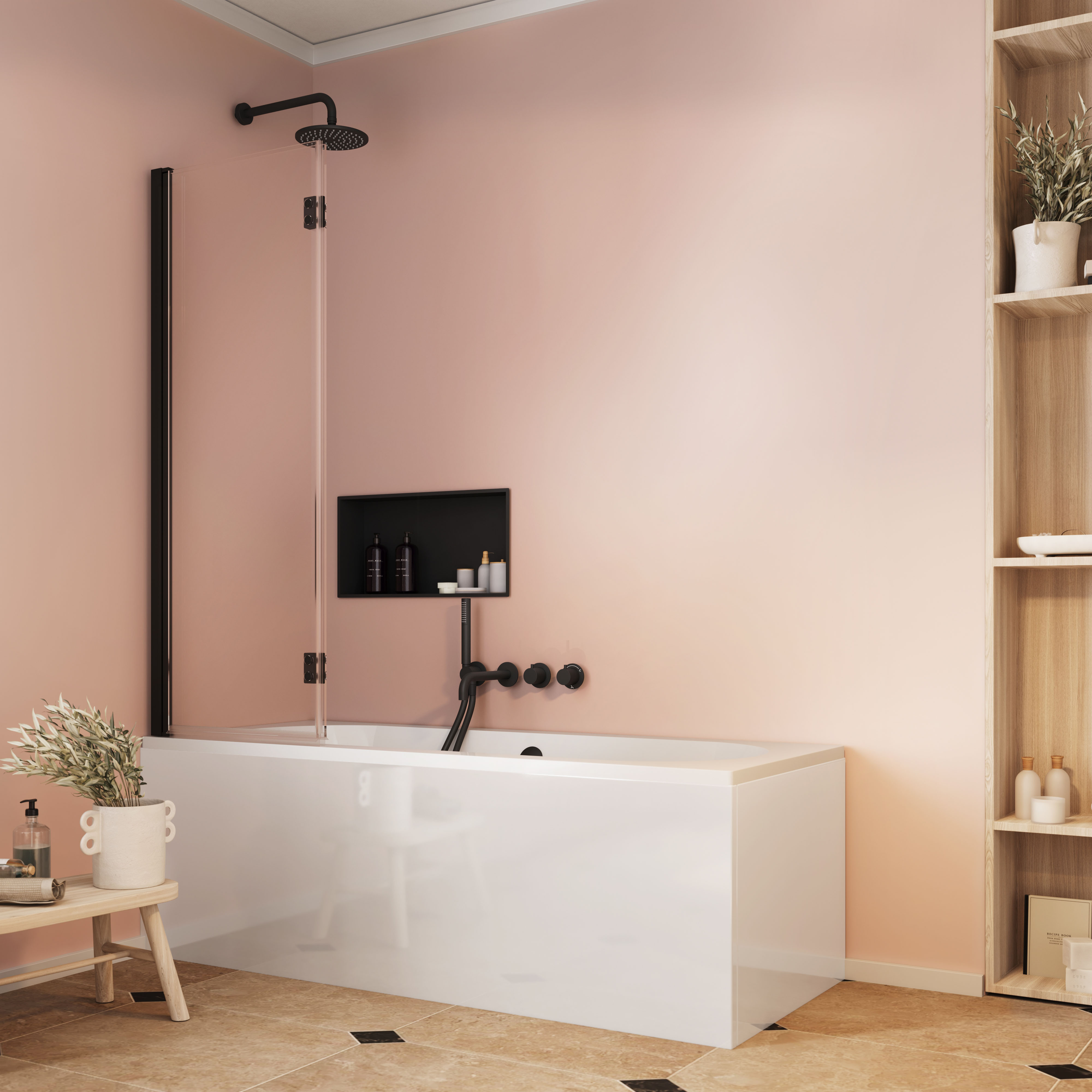 Crosswater Asura 8mm Fully Folding Hinged Bath Screen - 1500 x 1080mm