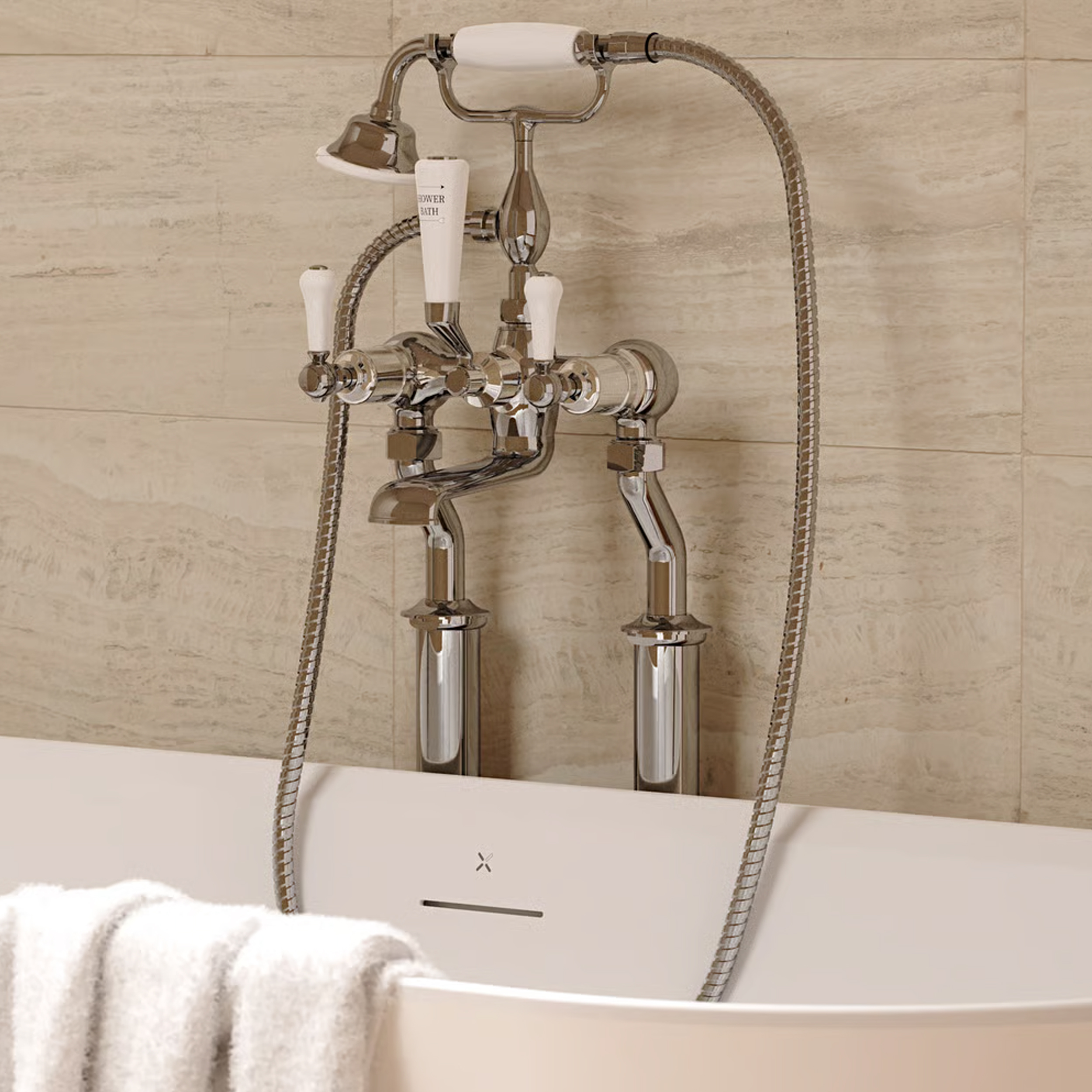 Crosswater Belgravia Lever Floor Standing Bath Shower Mixer with Shower Kit