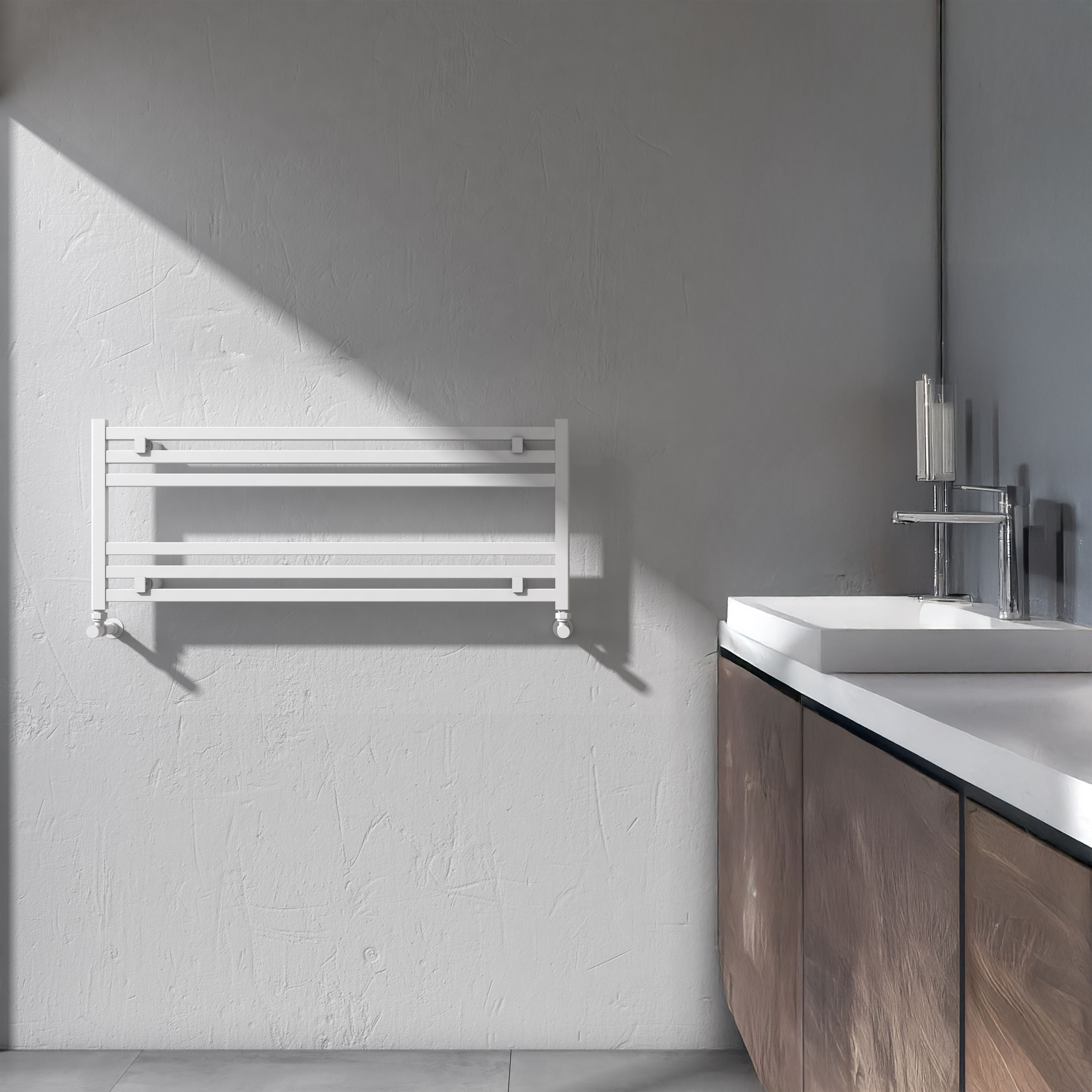 Carisa Fame Horizontal Ladder Aluminium Designer Heated Towel Rail - 400 x 1000mm