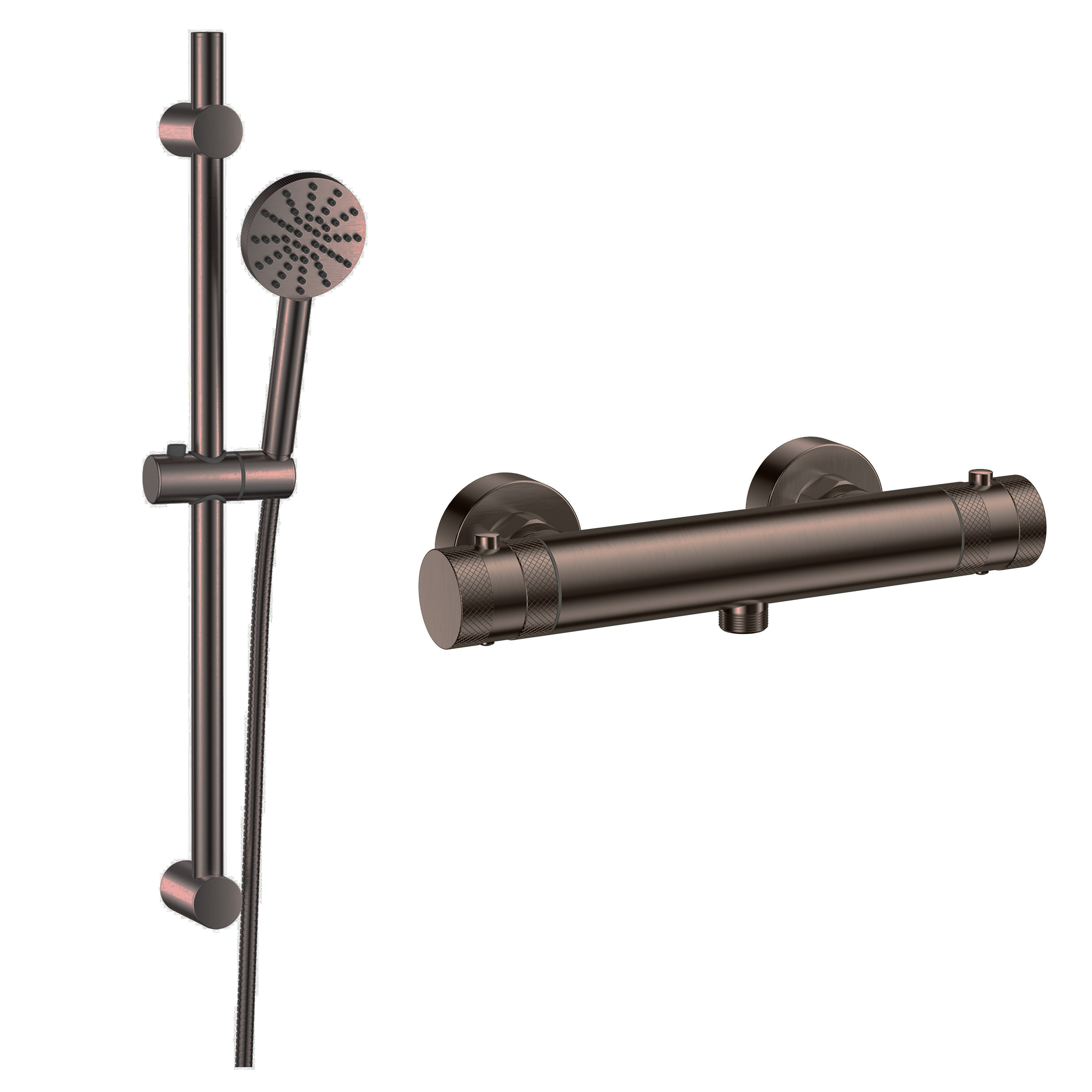 Core 1 Outlet Exposed Thermostatic Bar Valve & Fluted Slide Rail Shower Kit