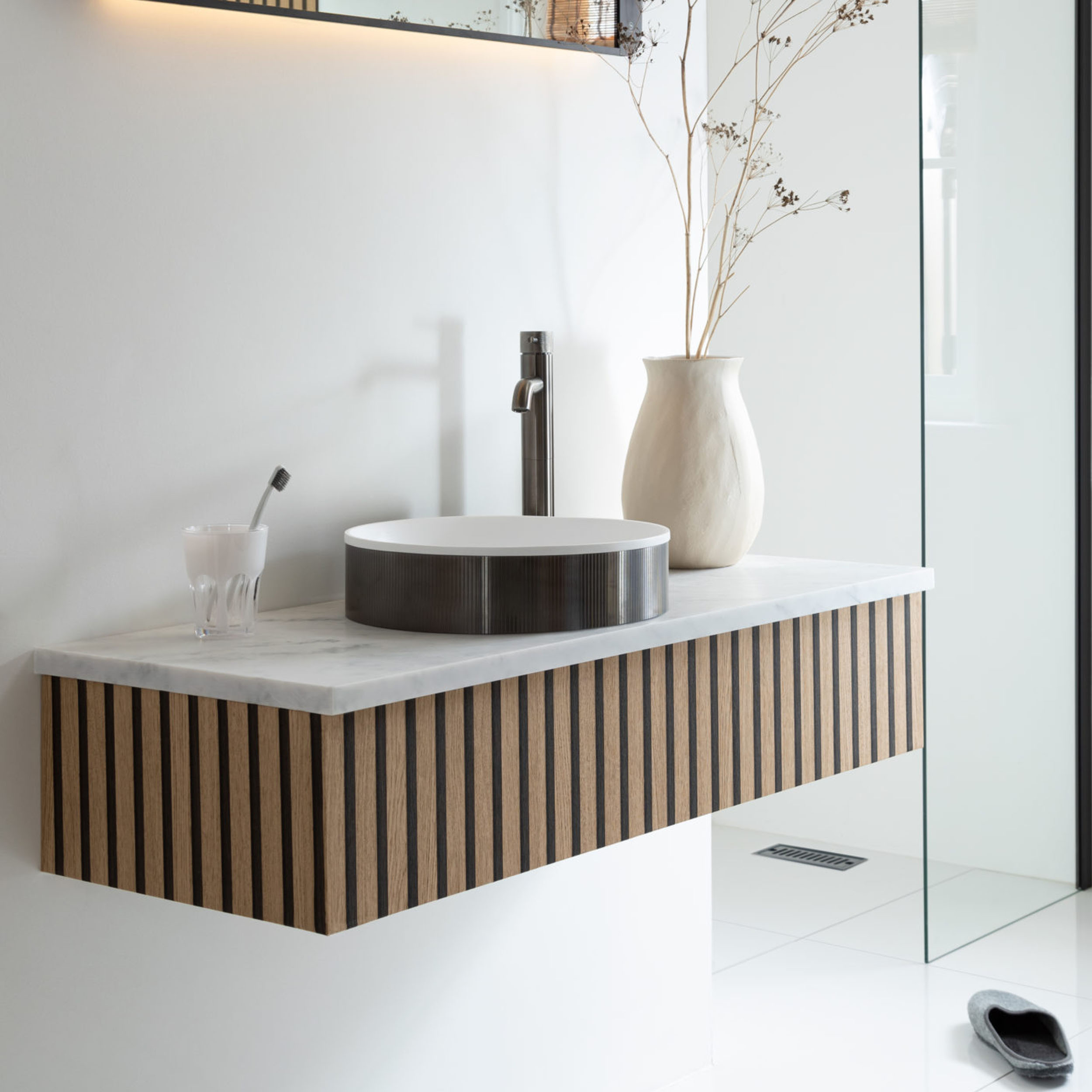 Just Taps VOS 360mm Round Countertop Basin with Click Clack Waste