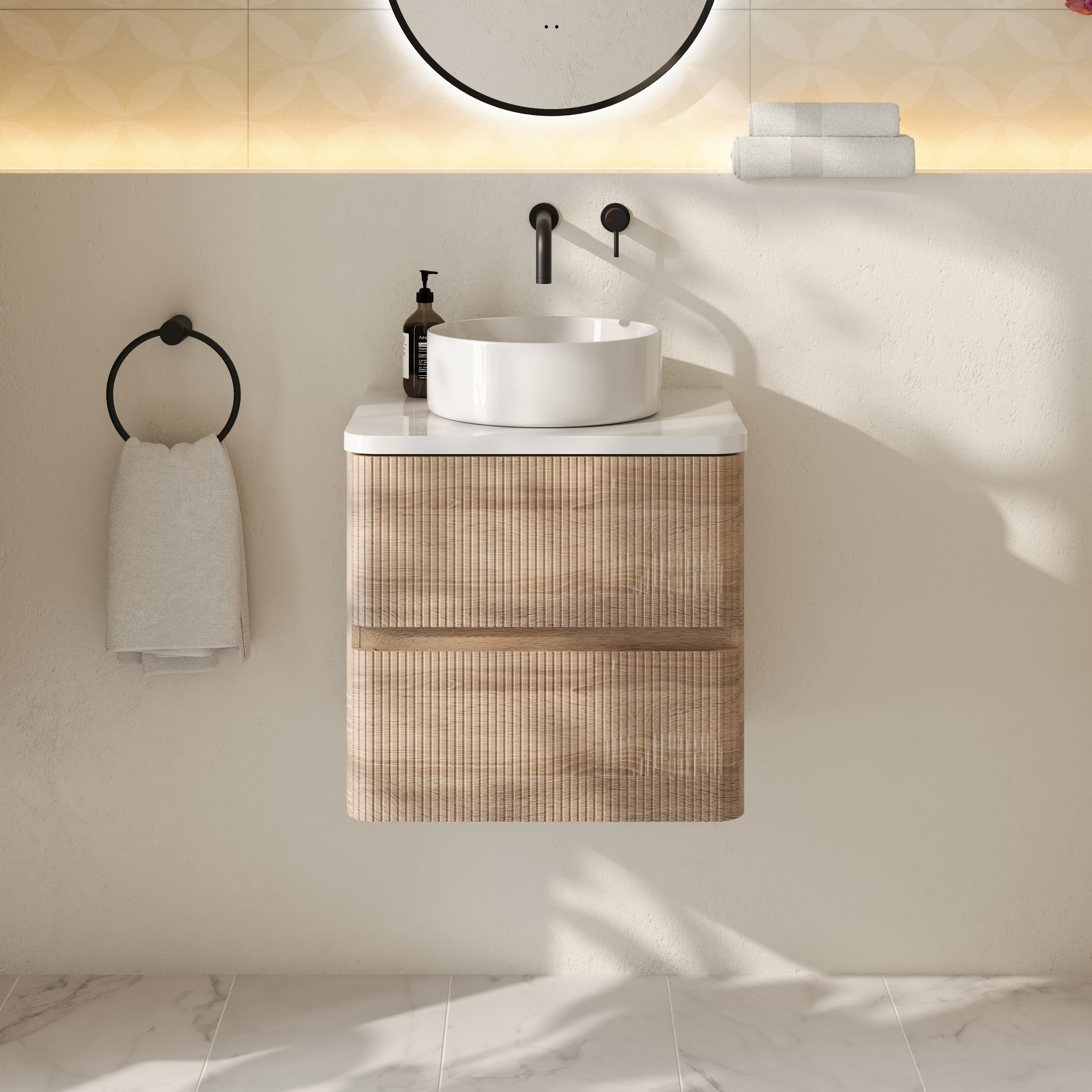 Drench Origin 500mm Fluted Wall Mounted Vanity Unit & Countertop