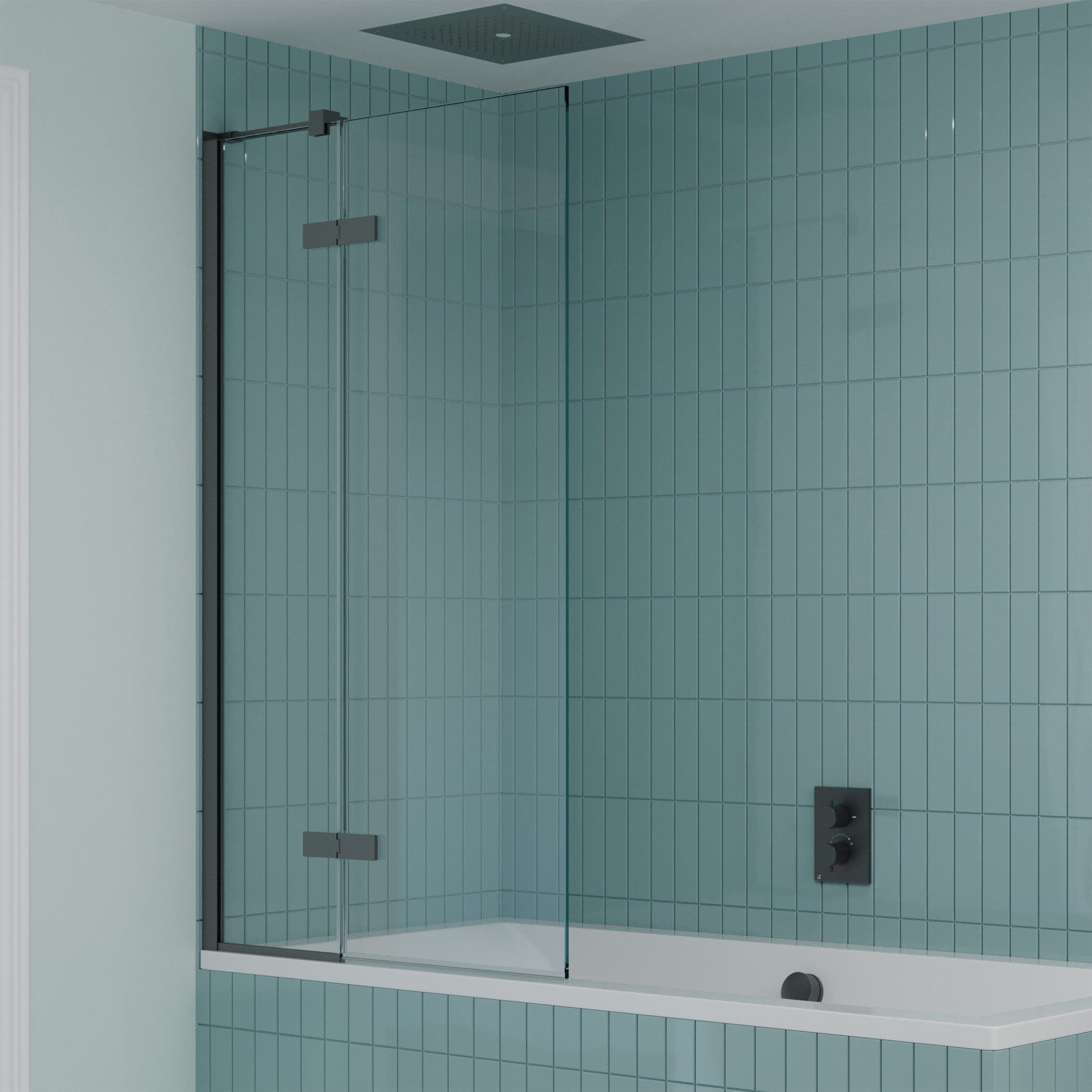 Crosswater Optix 10 Hinged Bath Screen with Inline Panel - Slate - 1500 x 900mm