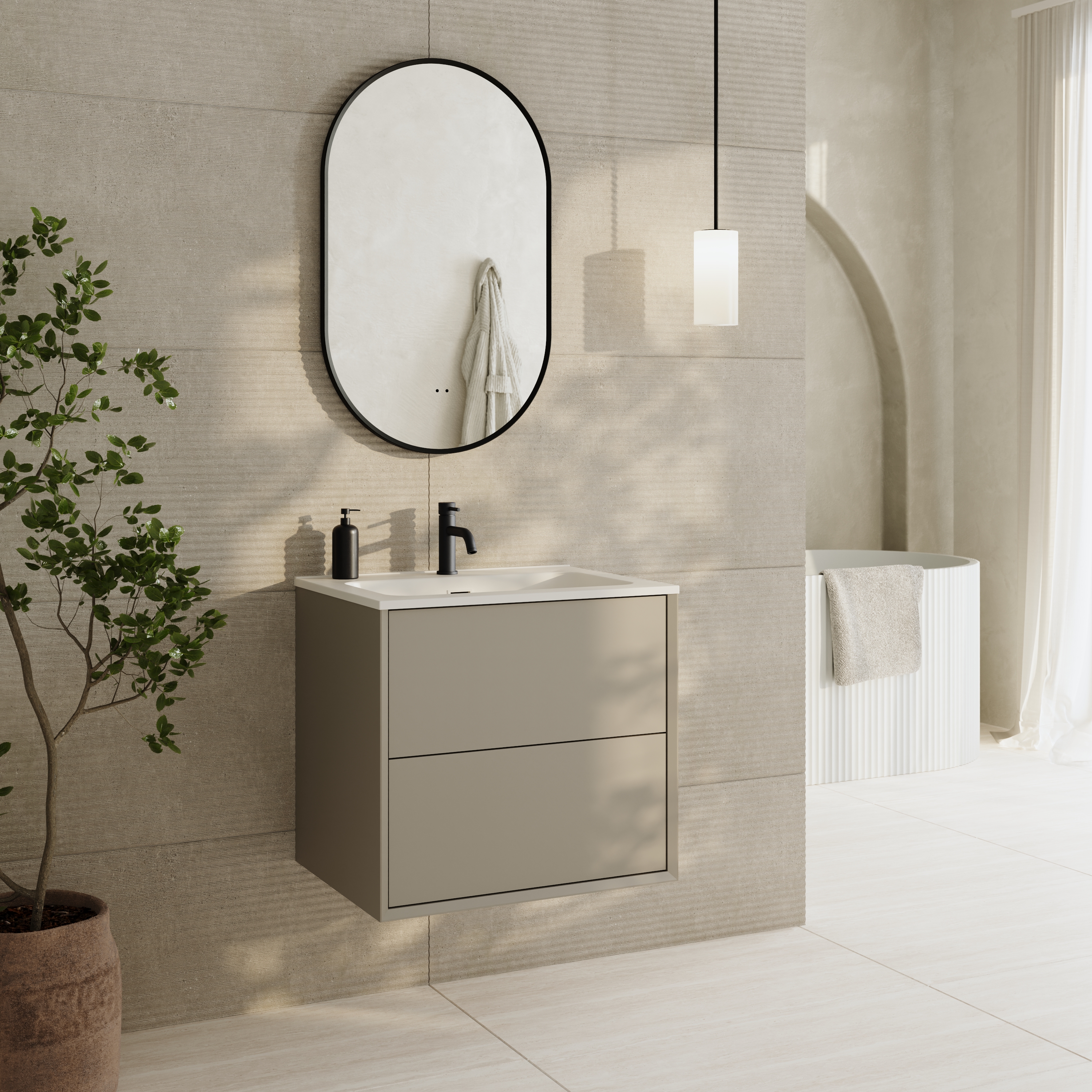 Oslo 600mm Wall Mounted Vanity Unit & Matt White Basin