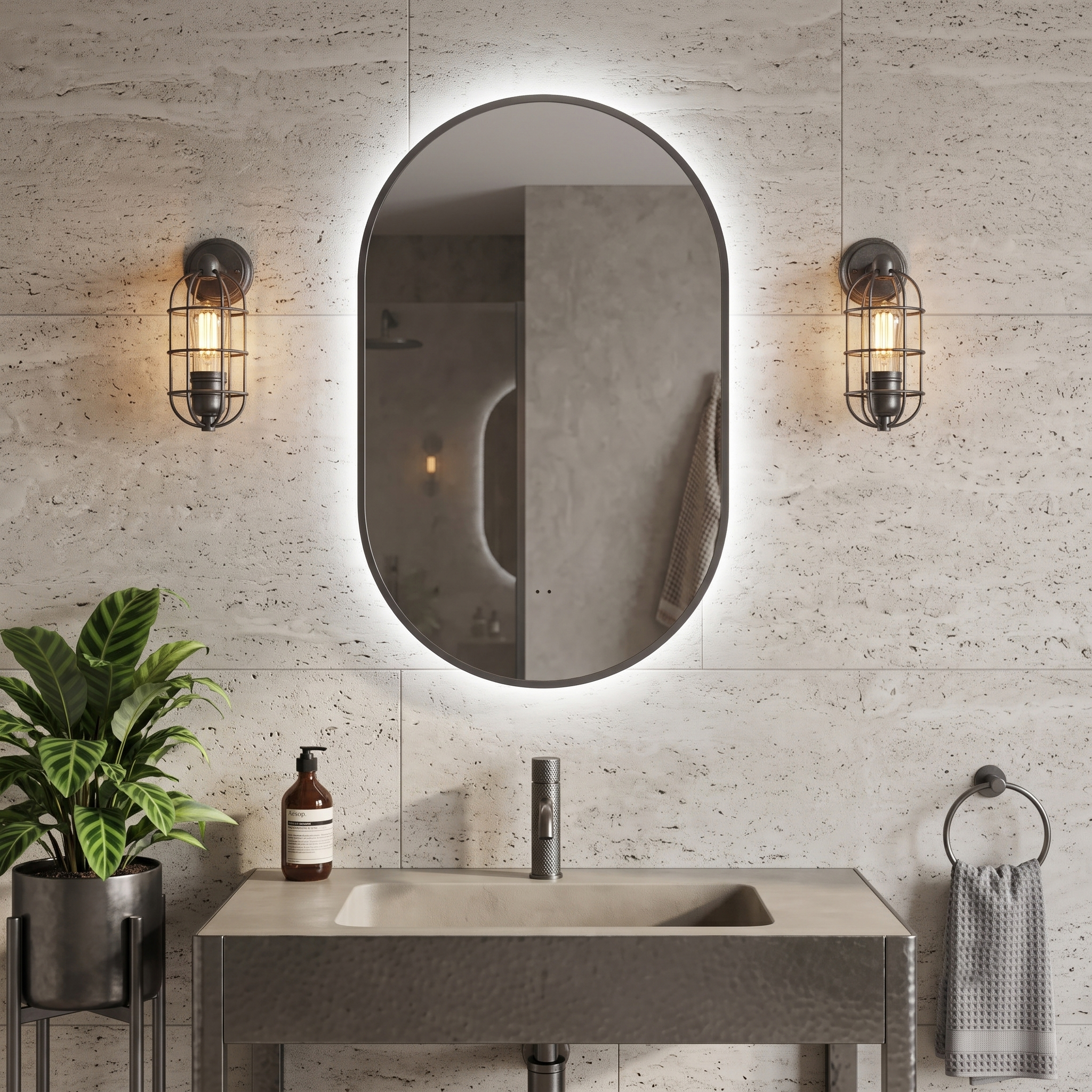 Billy LED Illuminated Oval Framed Mirror with Demister Pad & Colour Change Lights - 500 x 800mm