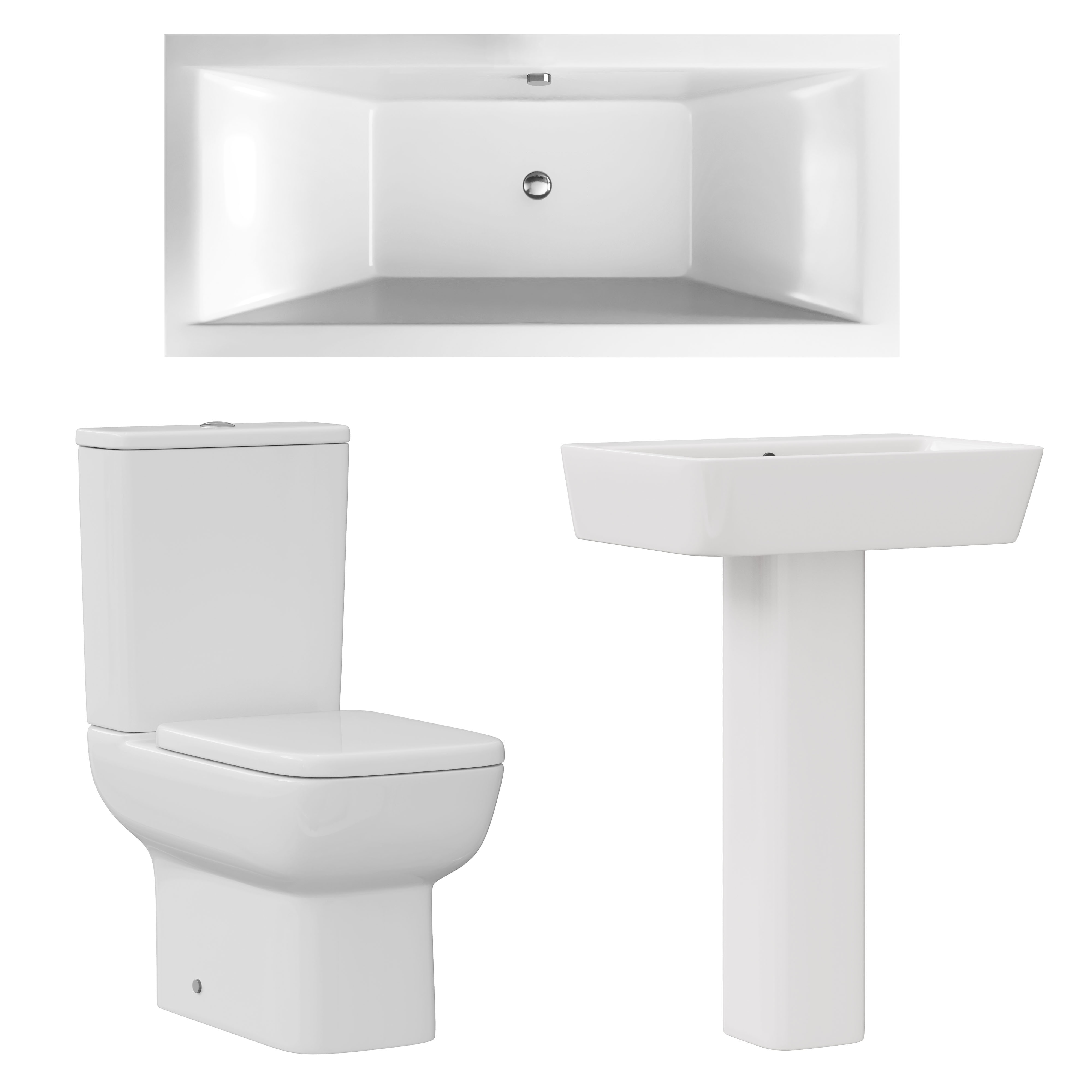 Harbour Icon Bathroom Suite with Rimless Toilet & Double Ended Bath