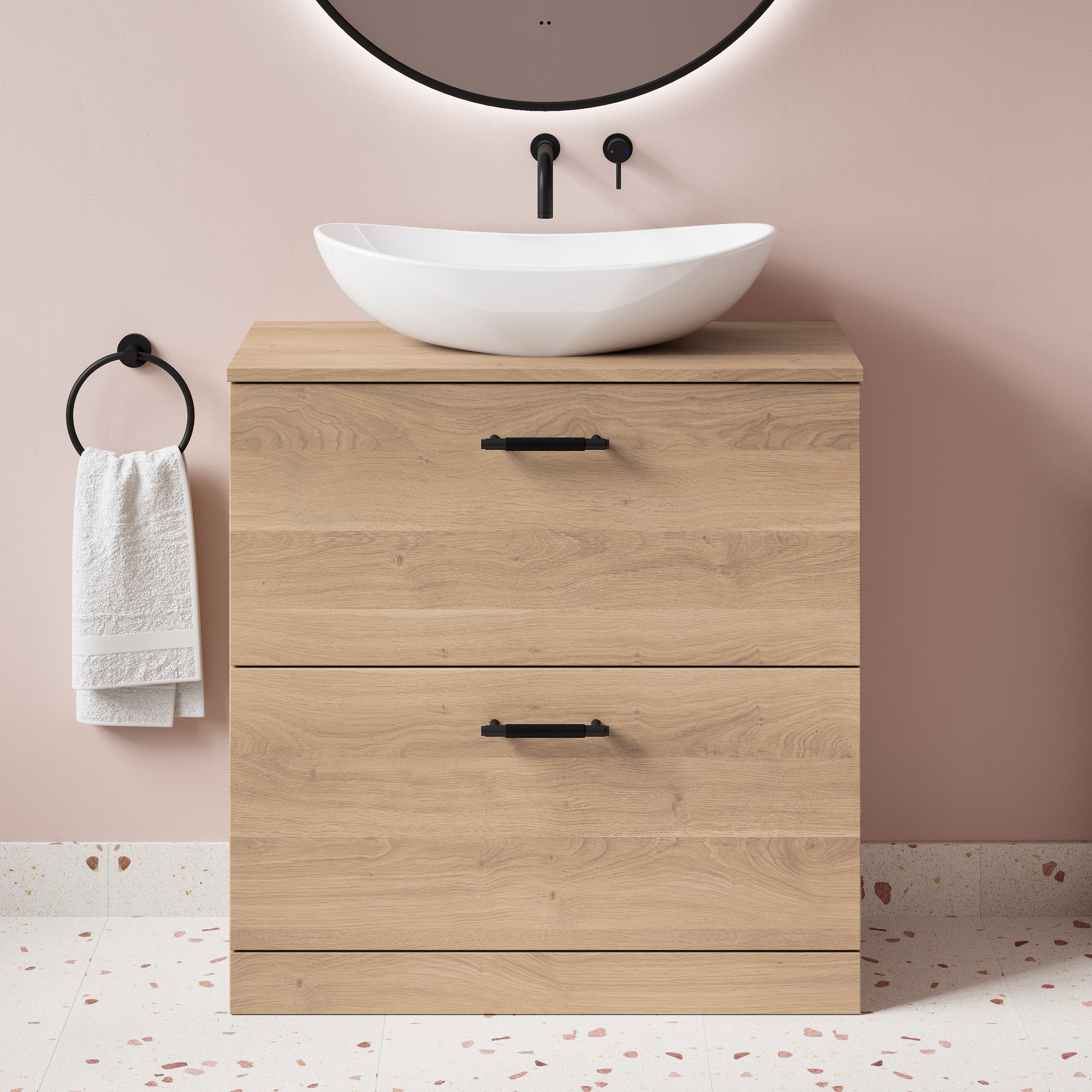 Erin 800mm Floorstanding 2 Drawer Vanity Unit & Countertop