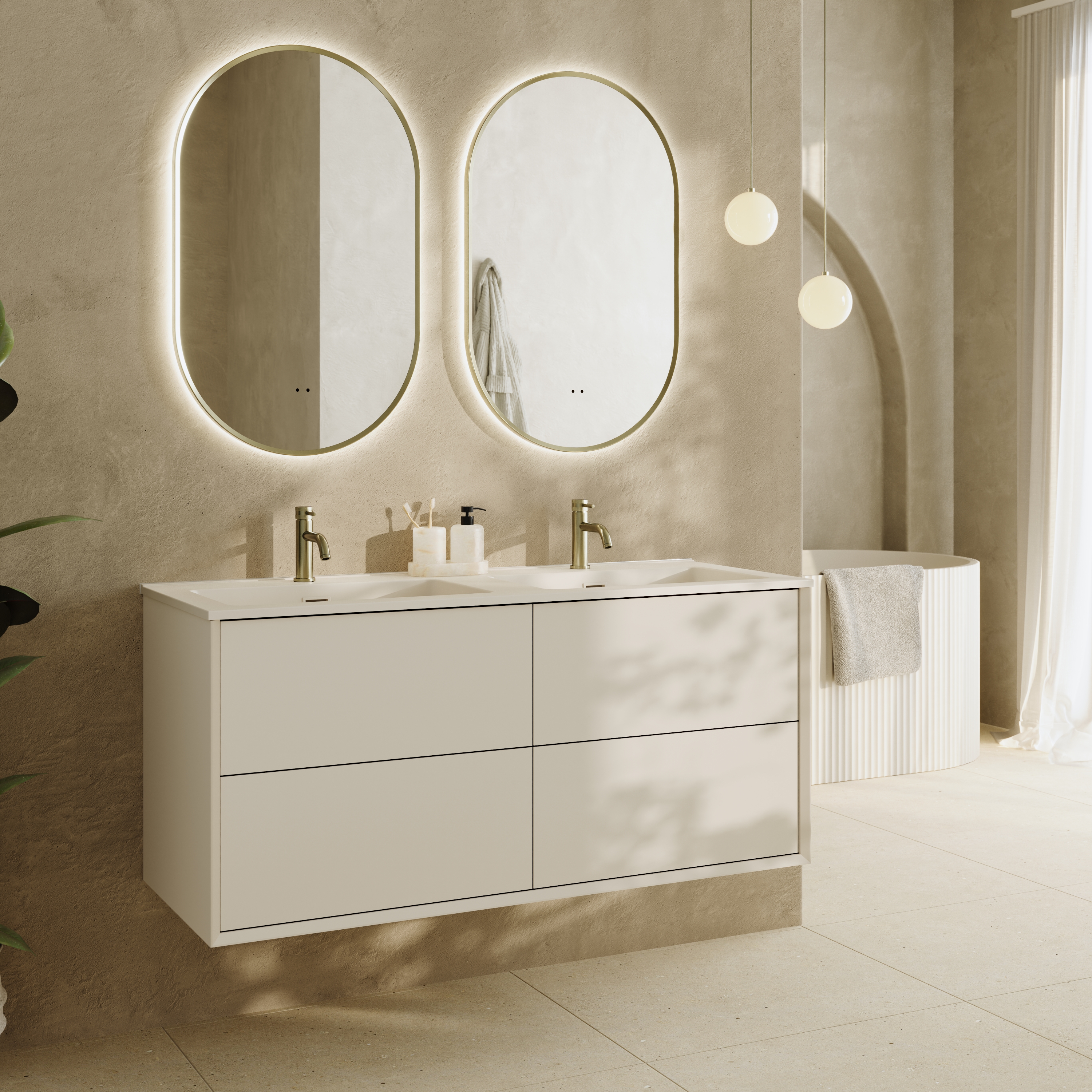 Oslo 1200mm Wall Mounted Vanity Unit & Matt White Basin