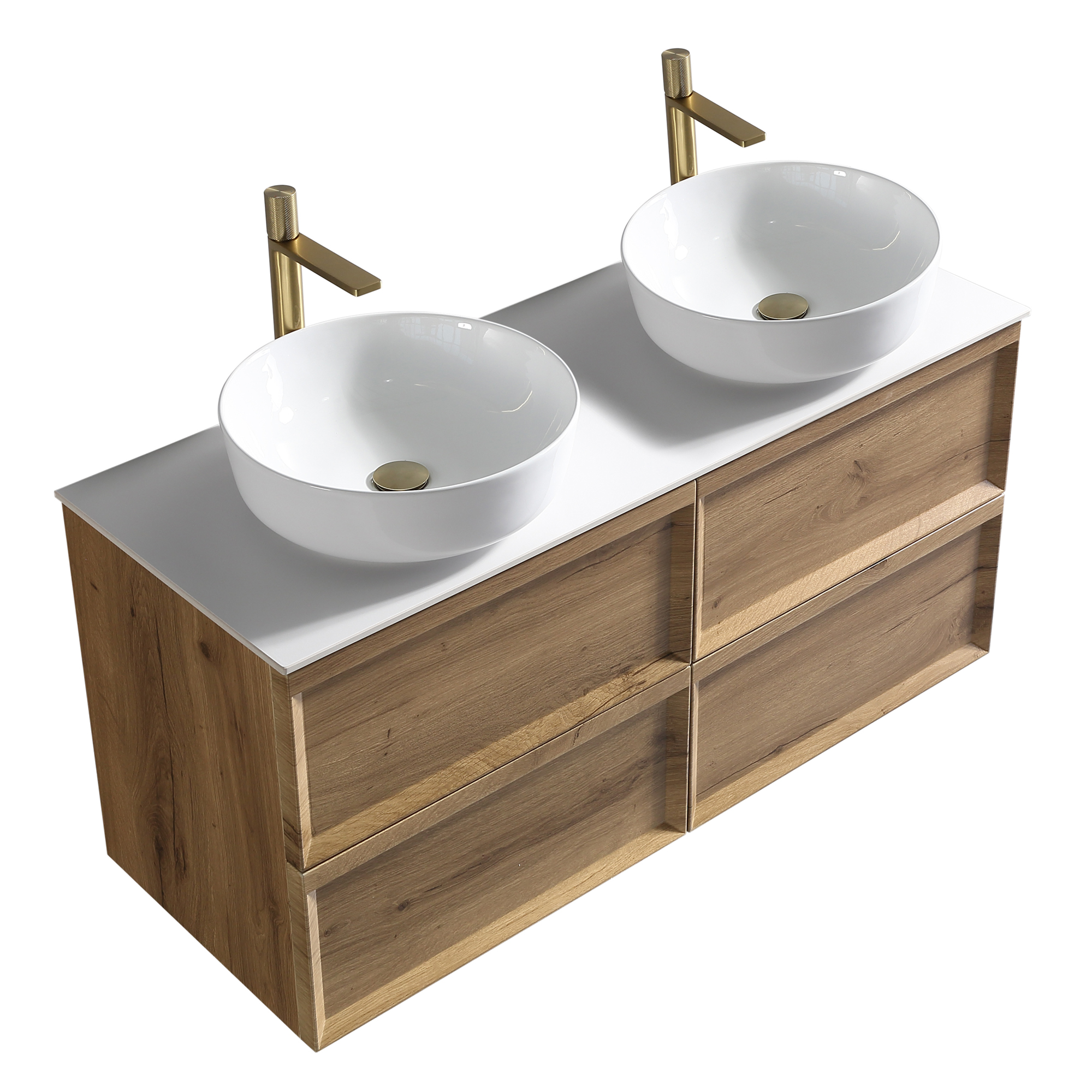 Aura 1200mm Wall Mounted Natural Oak Vanity Unit & Sintered Stone Countertop