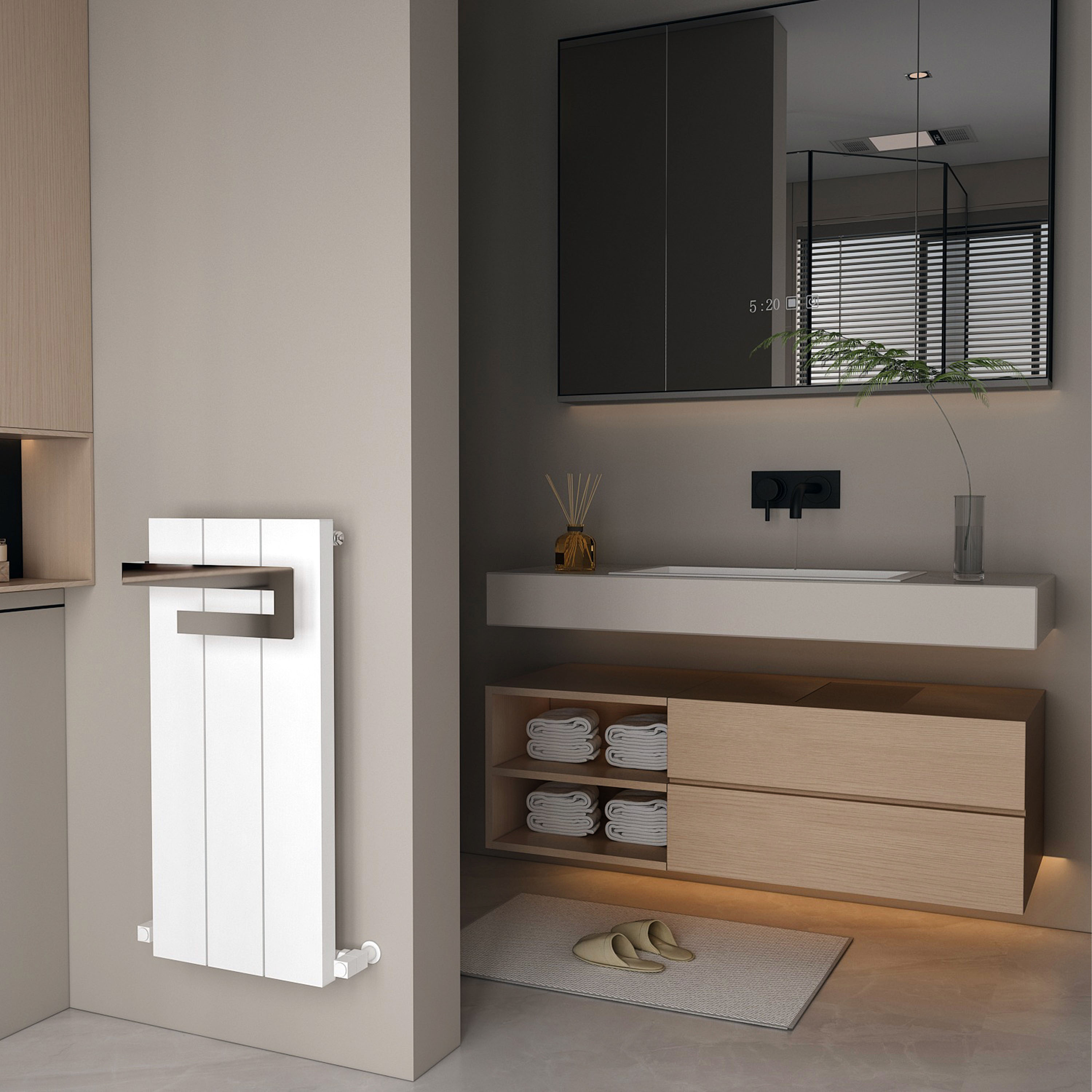 Carisa Elvino Bath Aluminium Vertical Radiator & Towel Rail