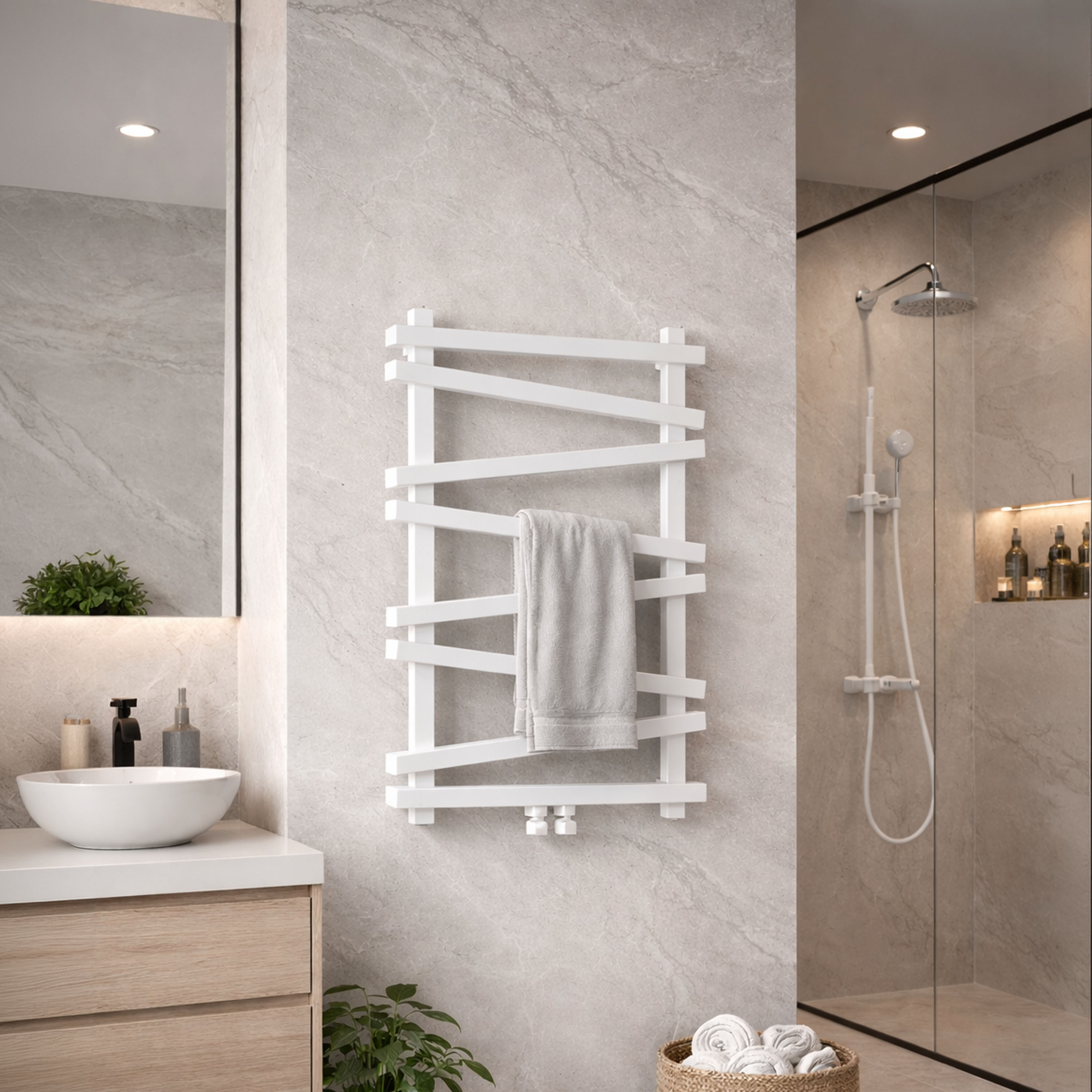Carisa Vivek Angled Designer Aluminium Heated Towel Rail