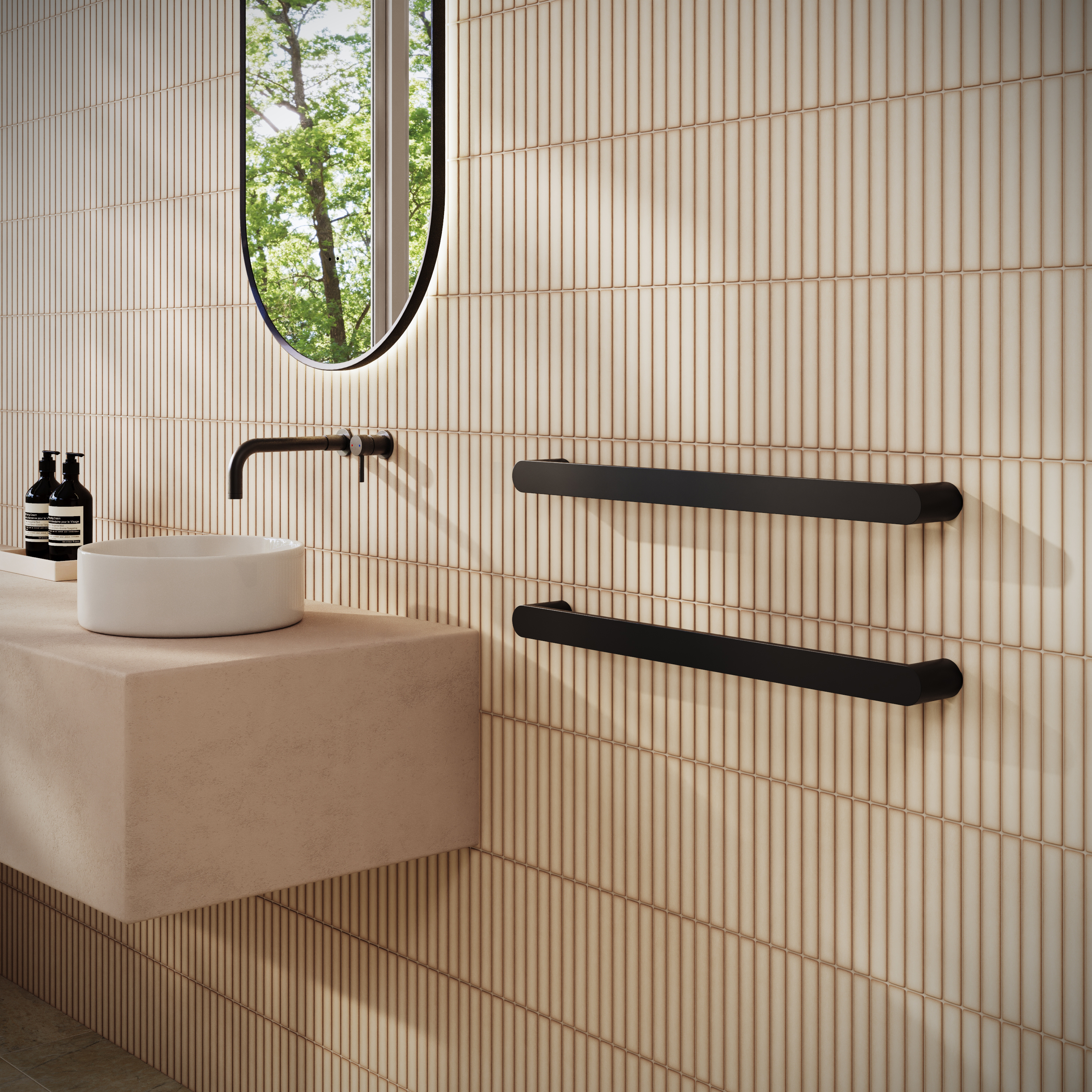 Toasty Duna Matt Black Electric Heated Towel Rail