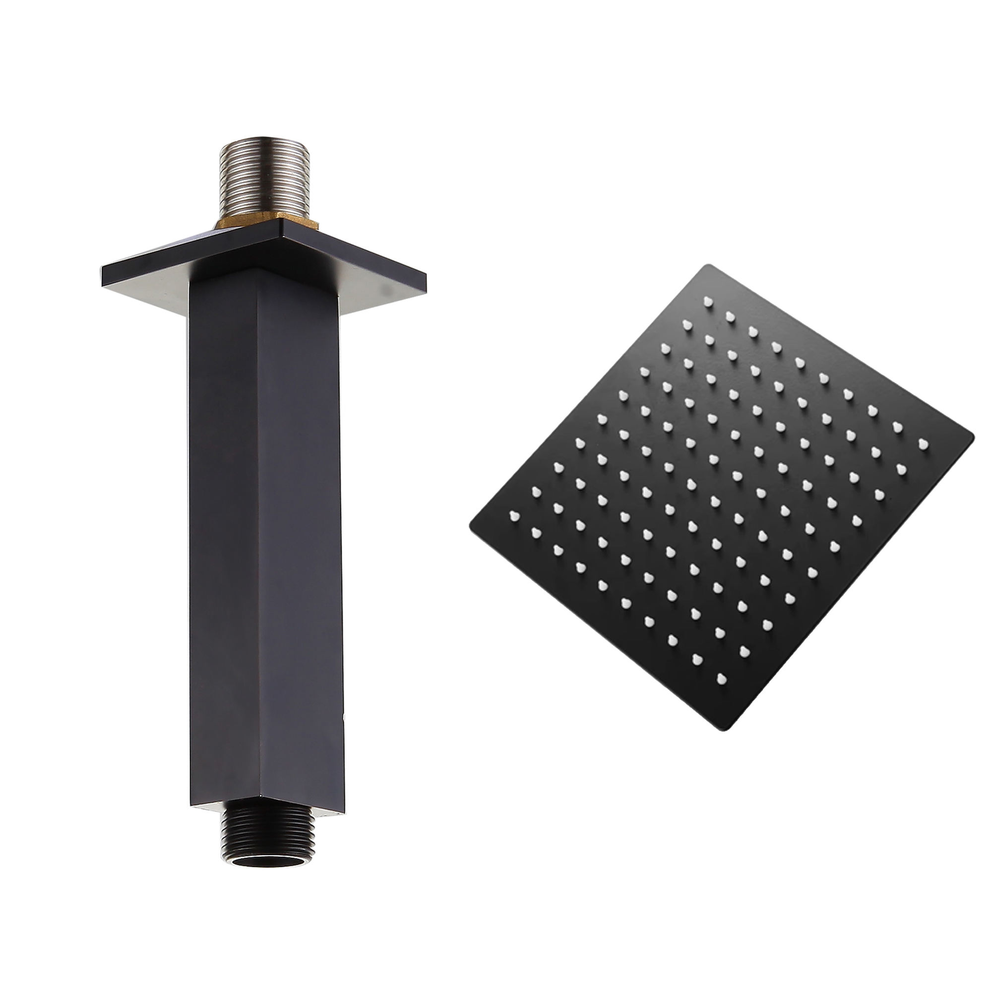 Harbour Status Concealed Shower Valve, Fixed Ceiling Mounted Head & Slide Rail Kit - Matt Black