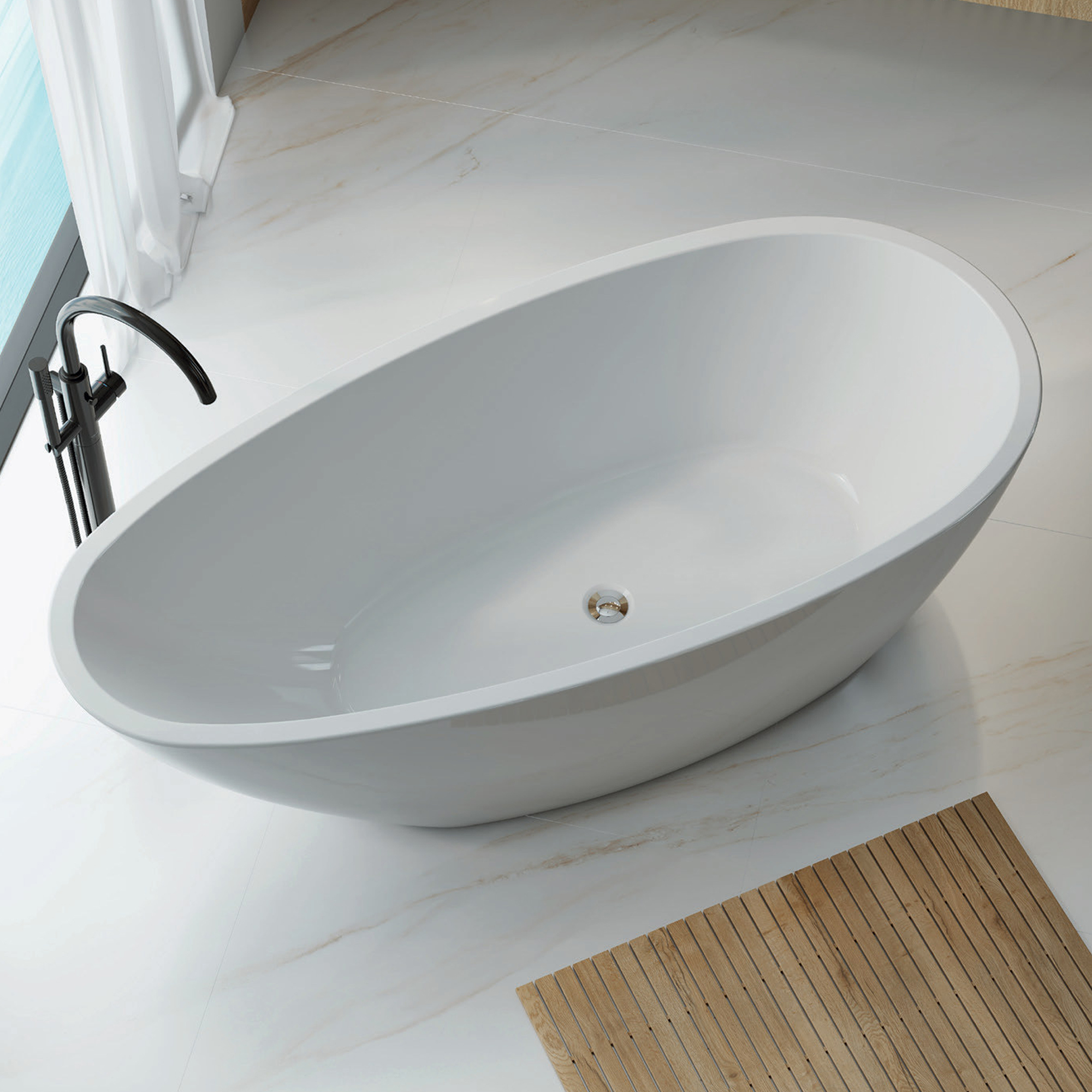 Vincent Alexander Elan White Freestanding Bath - 1690 x 780mm