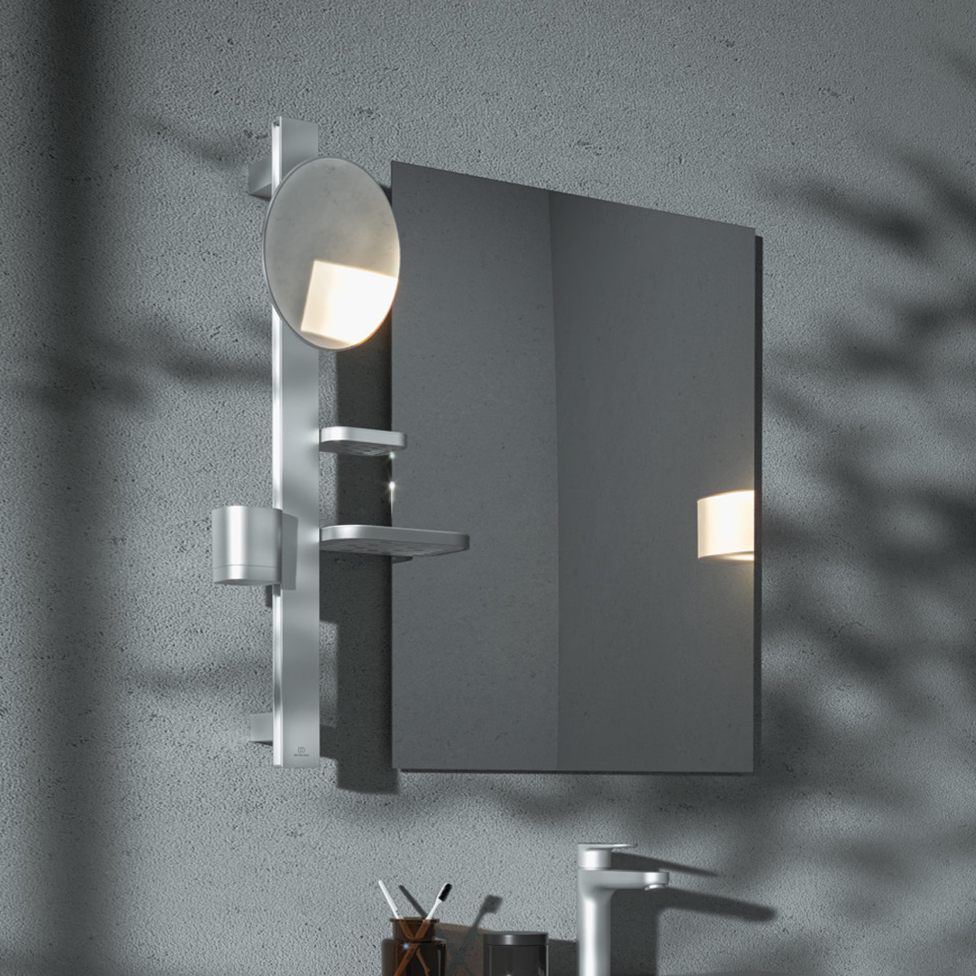 Ideal Standard Alu+ 200mm Magnifying Mirror & Beauty Bar