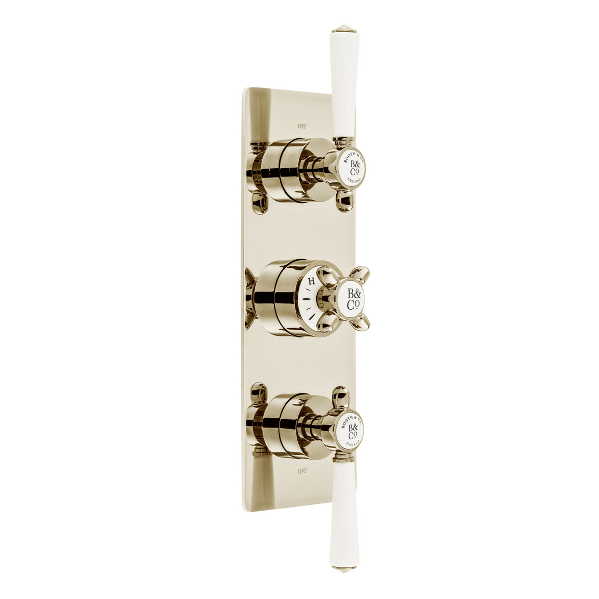 Booth & Co Axbridge Traditional 2 Outlet 3 Handle Concealed Thermostatic Shower Valve