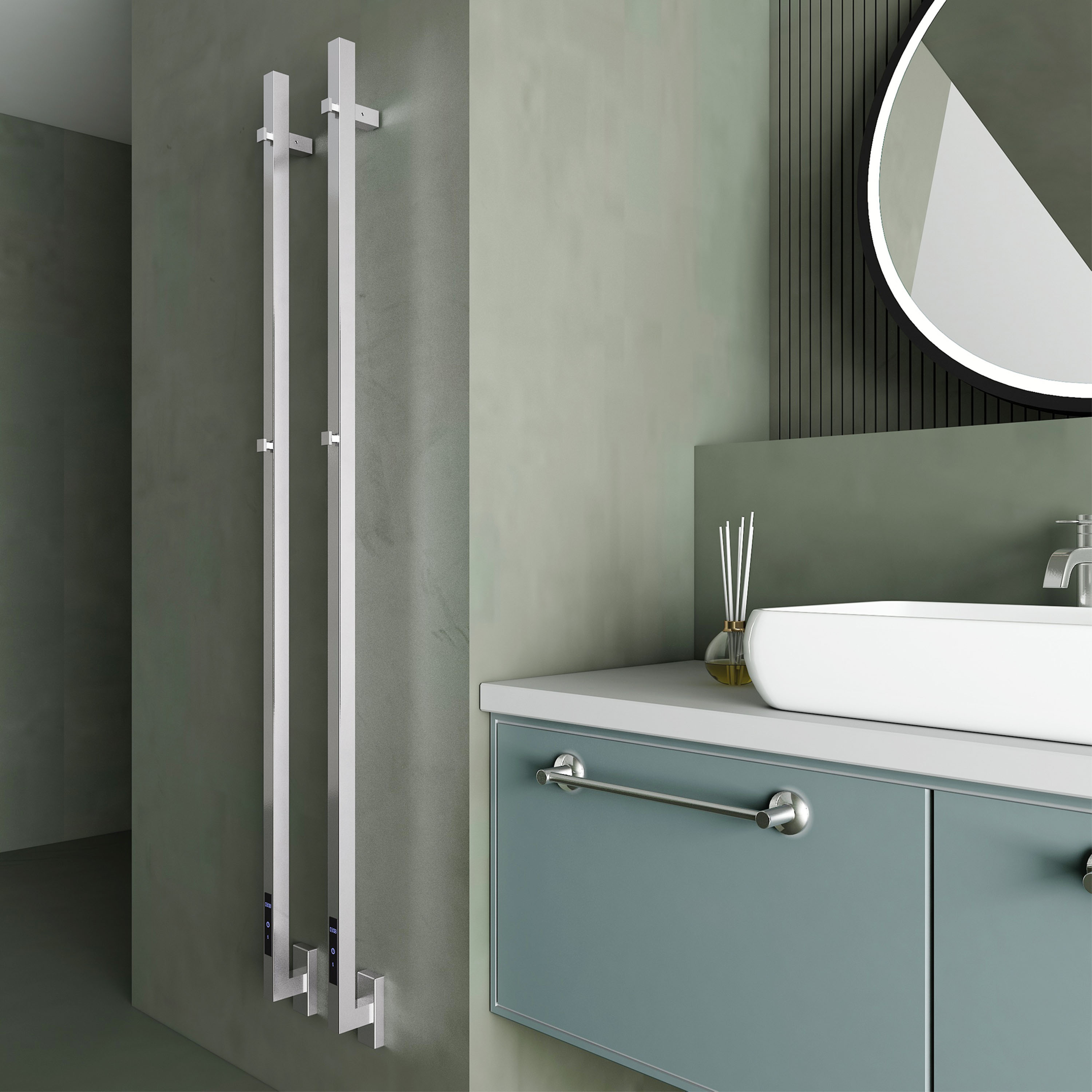 Carisa Maxim Stainless Steel Single Square Electric Heated Towel Bar