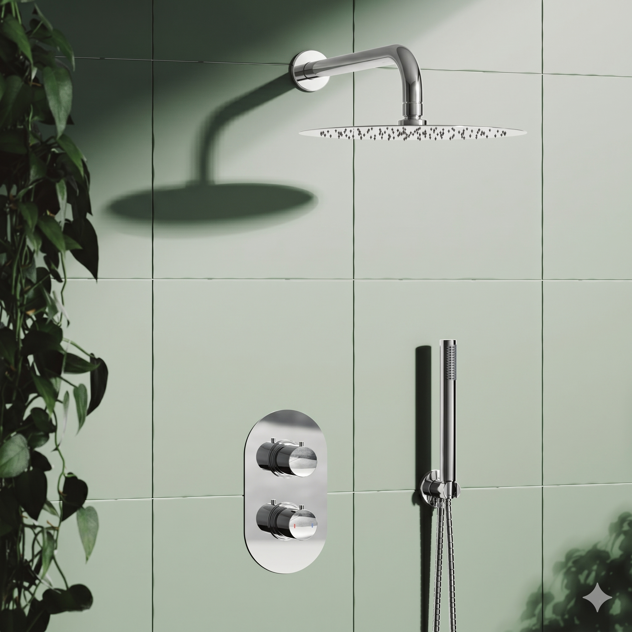 Holly Concealed Shower Valve, Fixed Shower Head & Handset