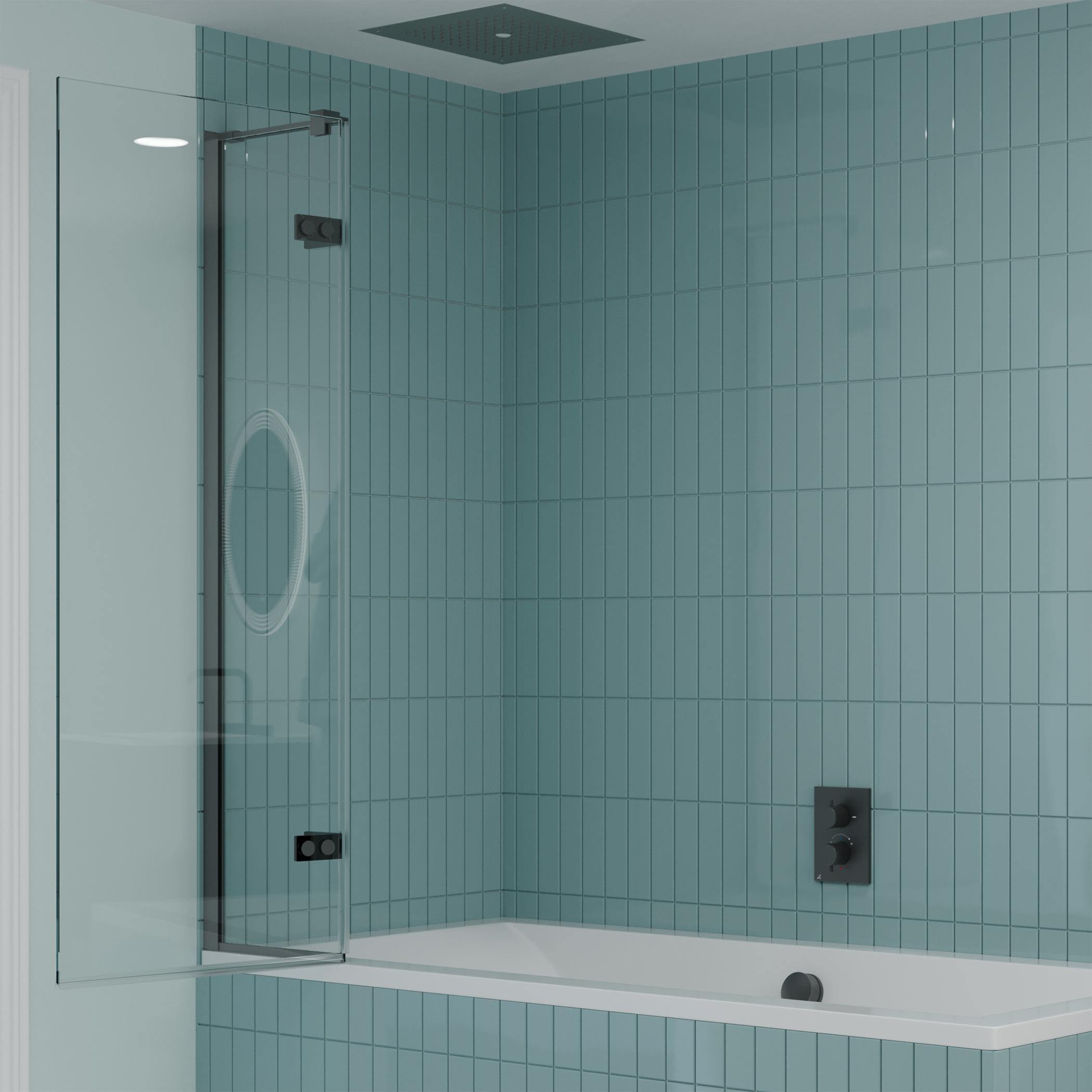 Crosswater Optix 10 Hinged Bath Screen with Inline Panel - Slate - 1500 x 900mm