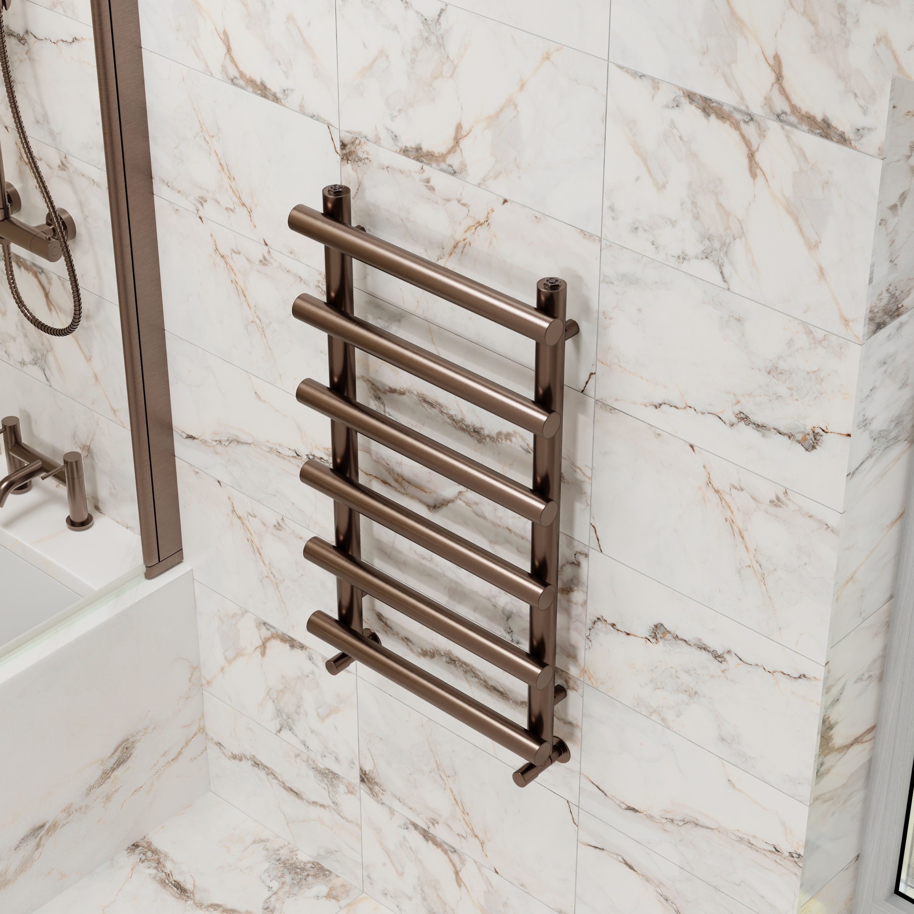 Toasty Yarrow Brushed Bronze Heated Towel Rail