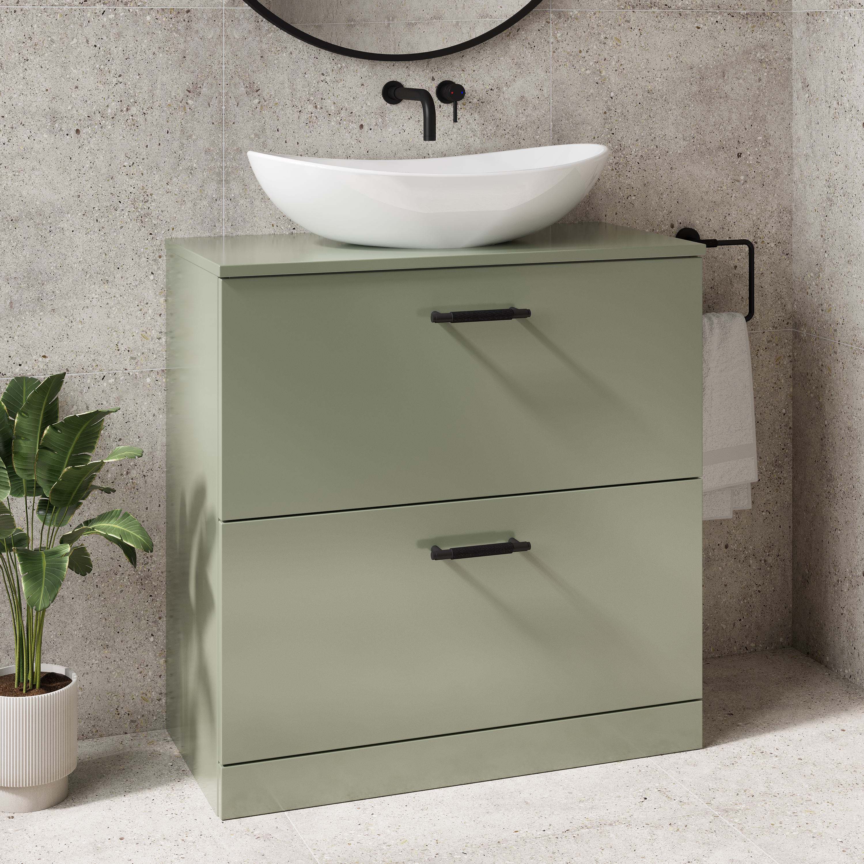 Erin 800mm Floorstanding 2 Drawer Vanity Unit & Countertop