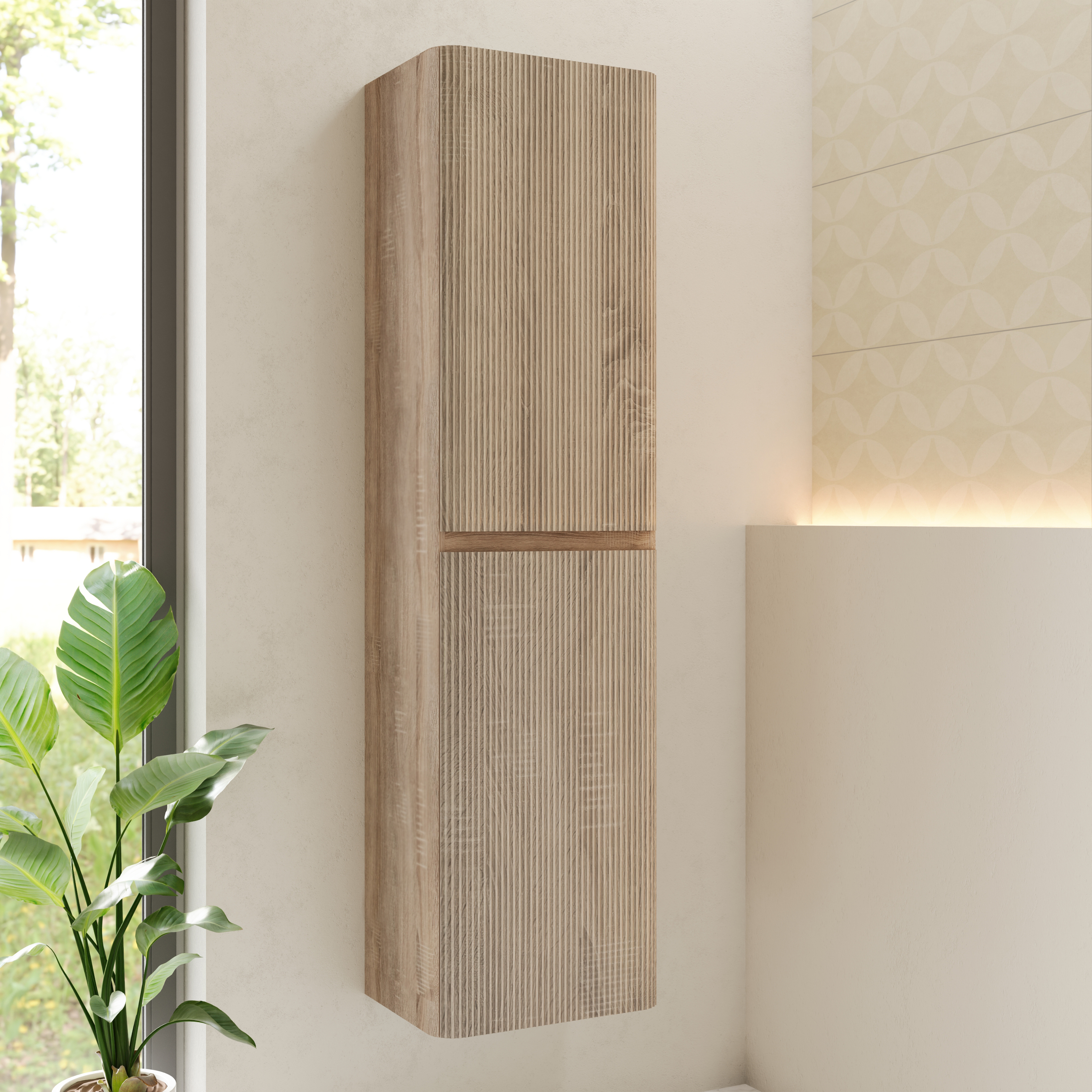 Drench Origin 1500mm Fluted Tall Wall Mounted Cabinet