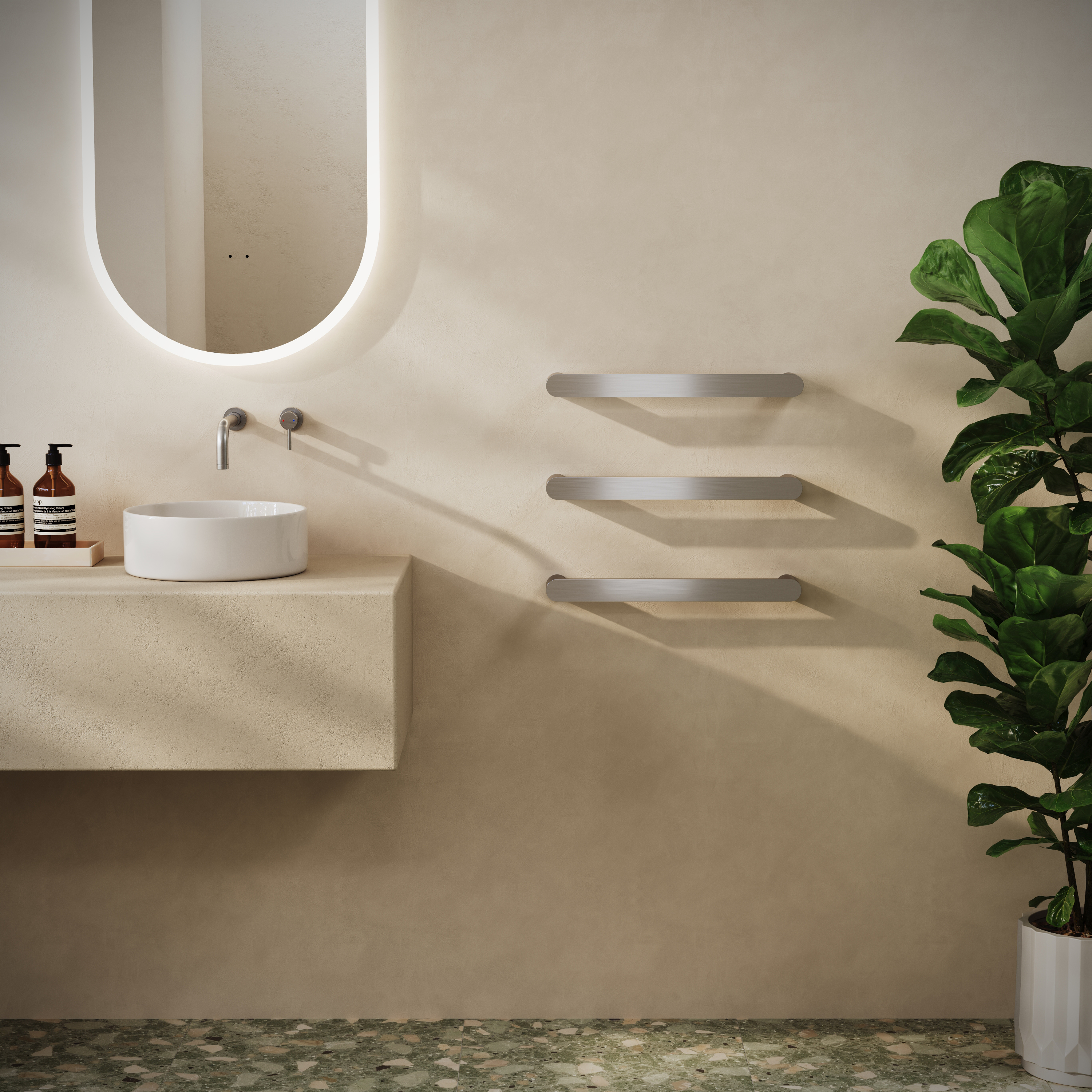 Toasty Duna Brushed Stainless Steel Electric Heated Towel Rail
