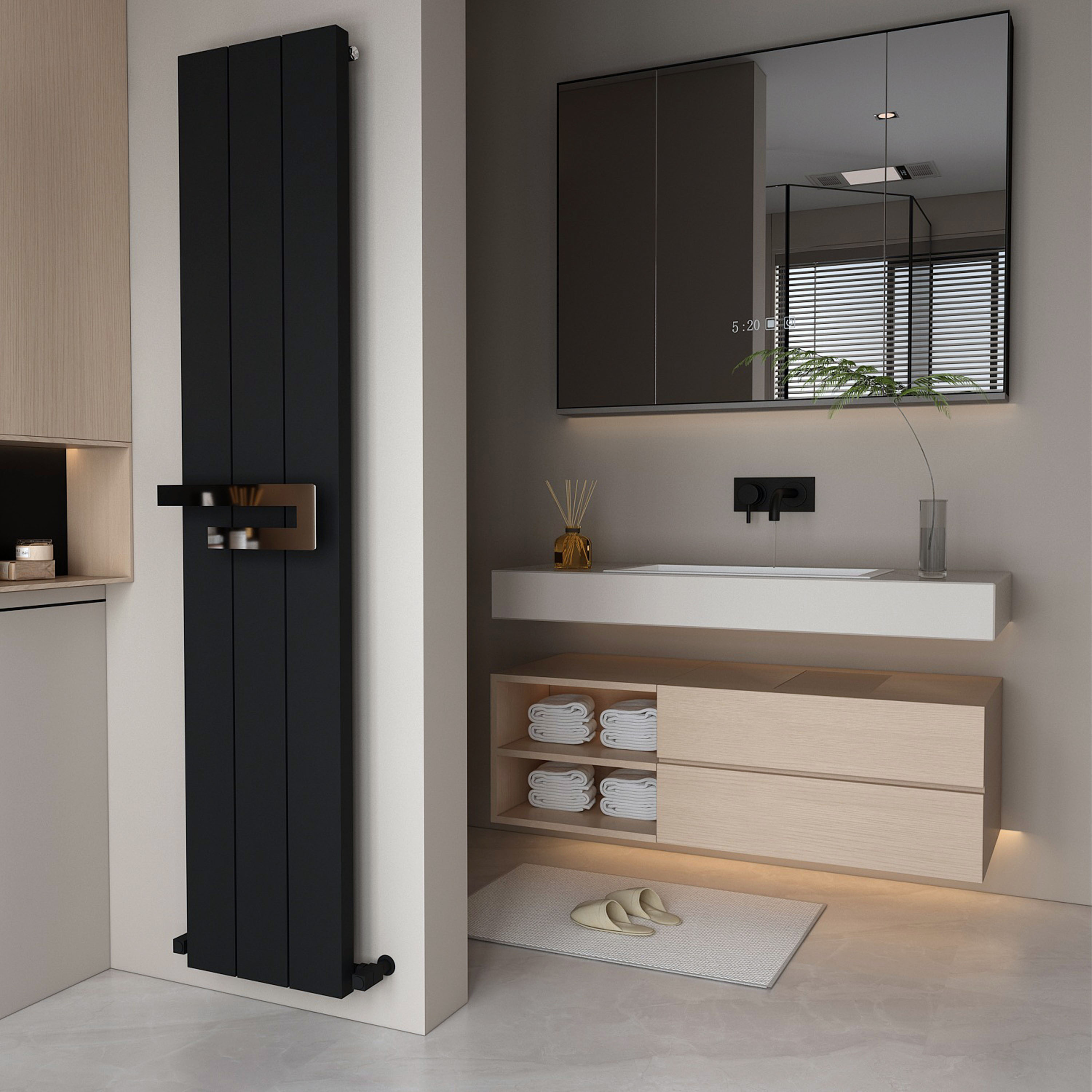 Carisa Elvino Bath Aluminium Vertical Radiator & Towel Rail