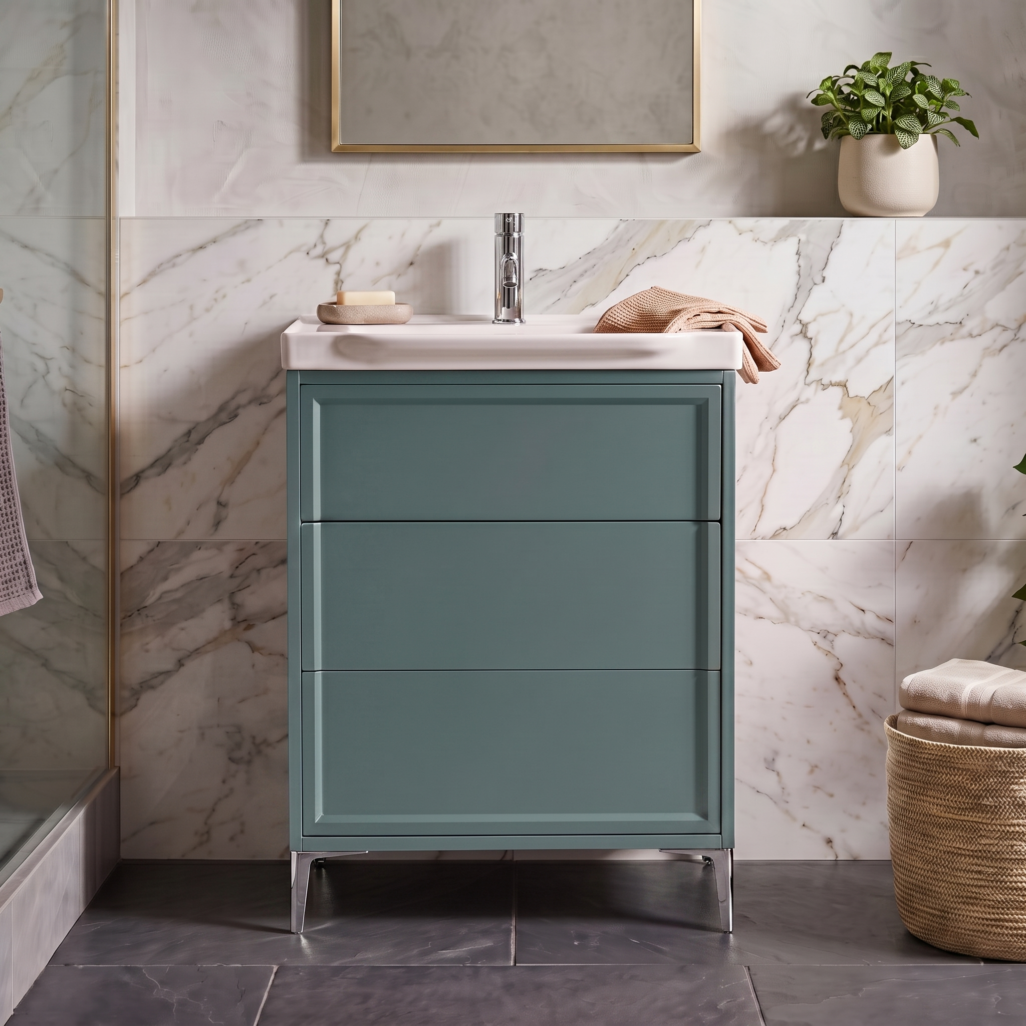 Elara 600mm Floorstanding Vanity Unit & Basin with Leg Set