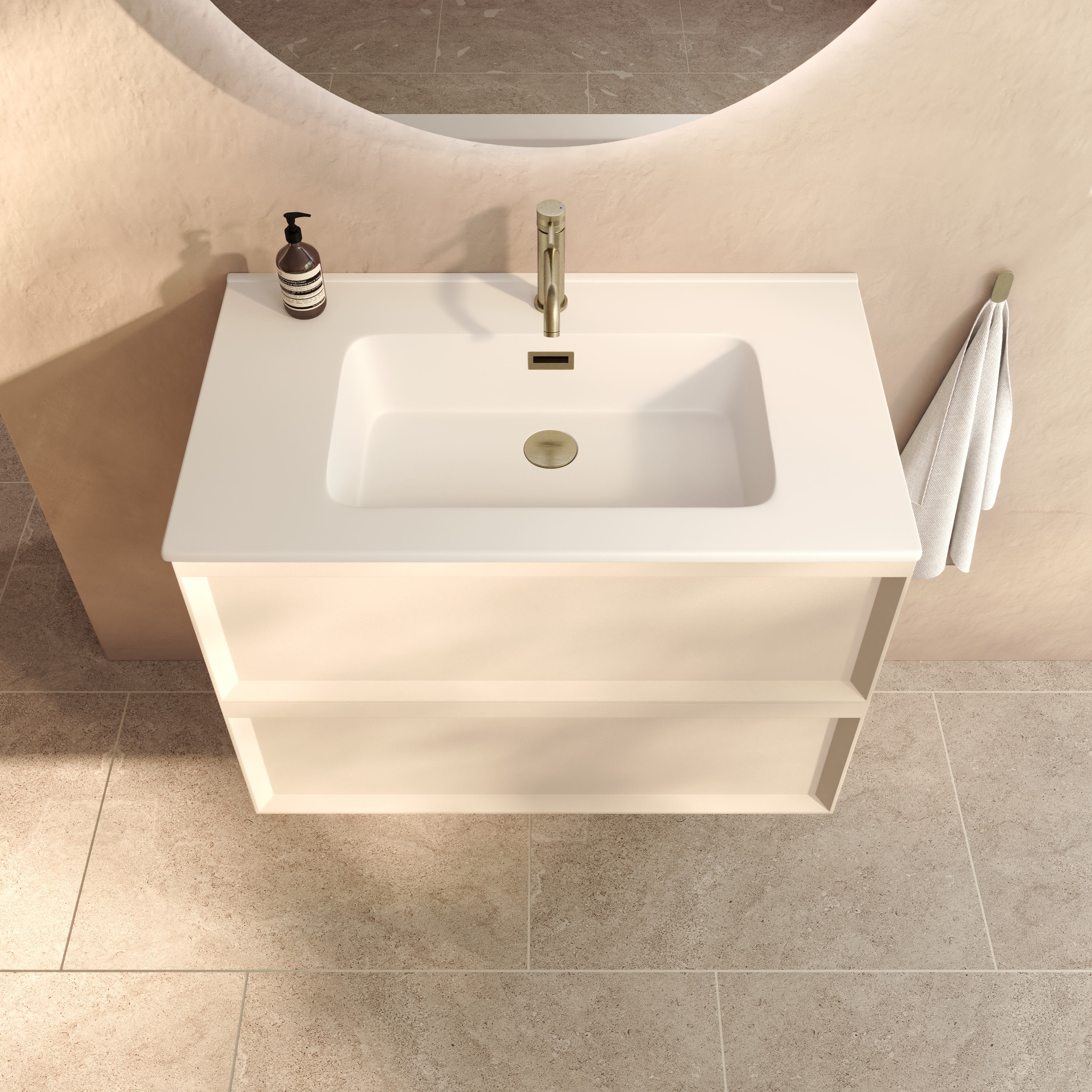 Aura 800mm Wall Mounted Vanity Unit & Matt White Basin