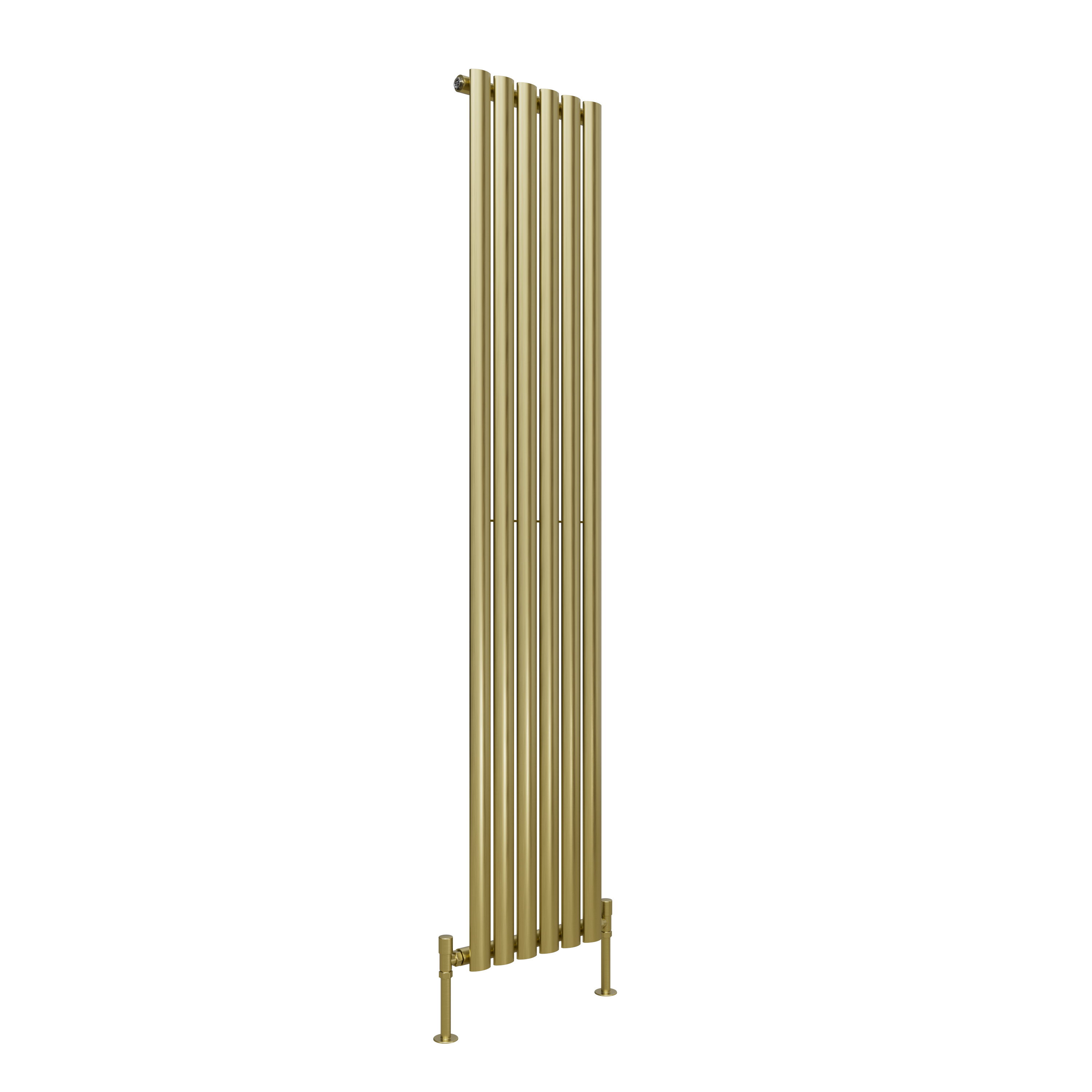 Toasty Ember Brushed Brass Single Oval Panel Vertical Radiator