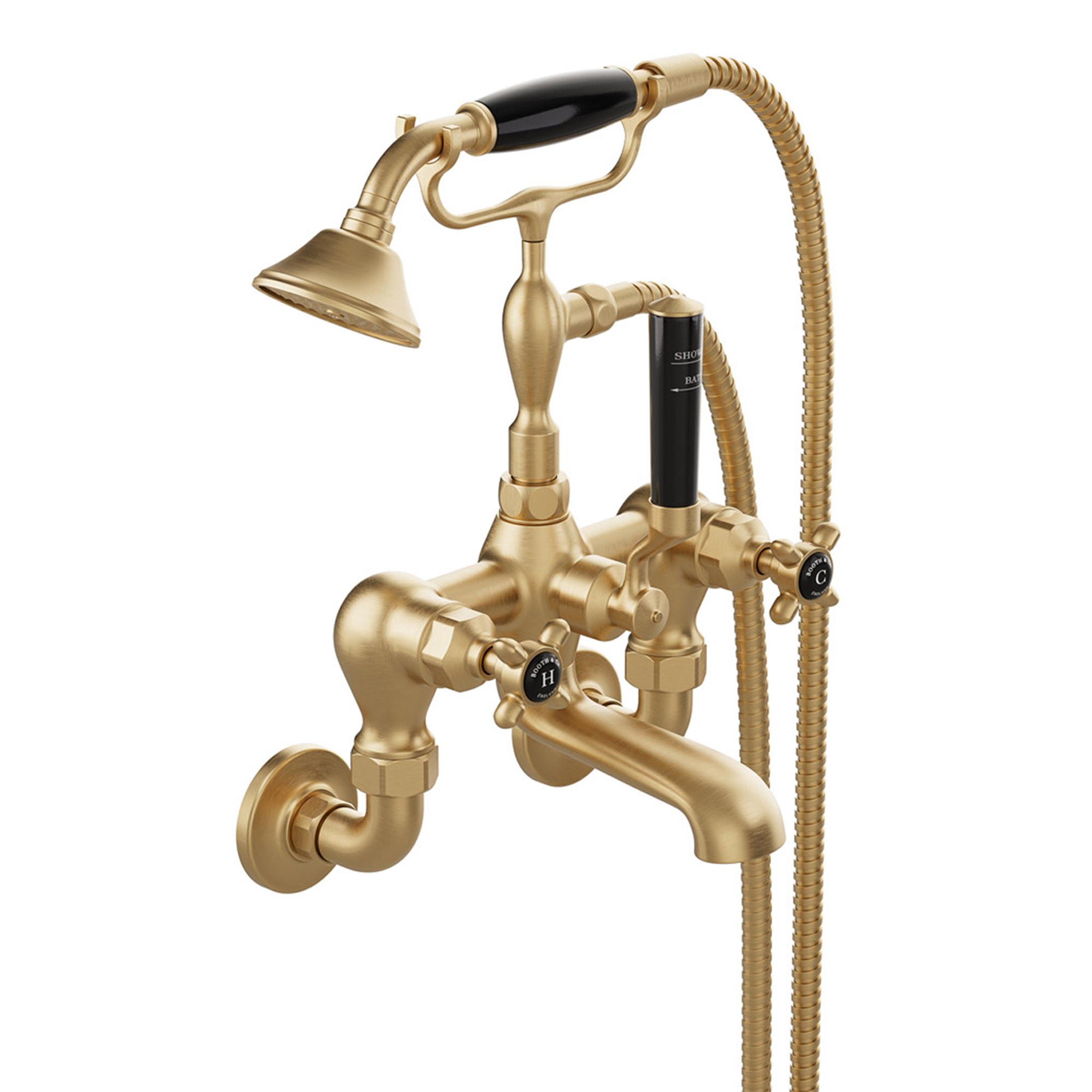 Booth & Co Axbridge Traditional Crosshead Wall Mounted Bath Shower Mixer Tap