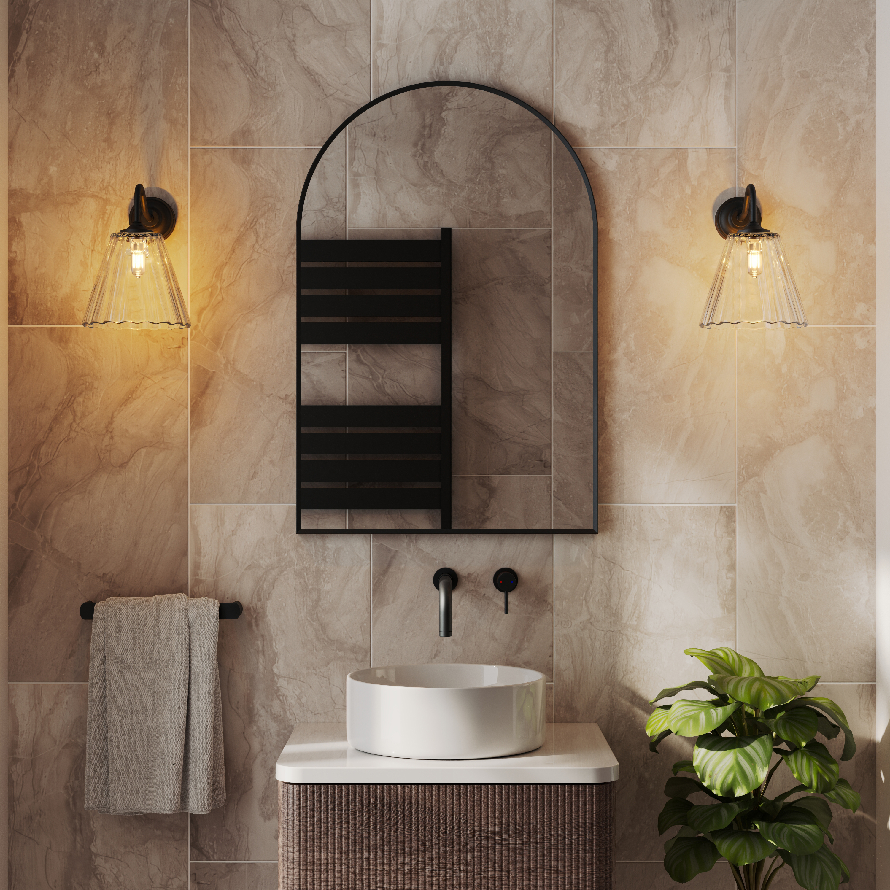 Butler & Rose Fluted Glass Shade Wall Light