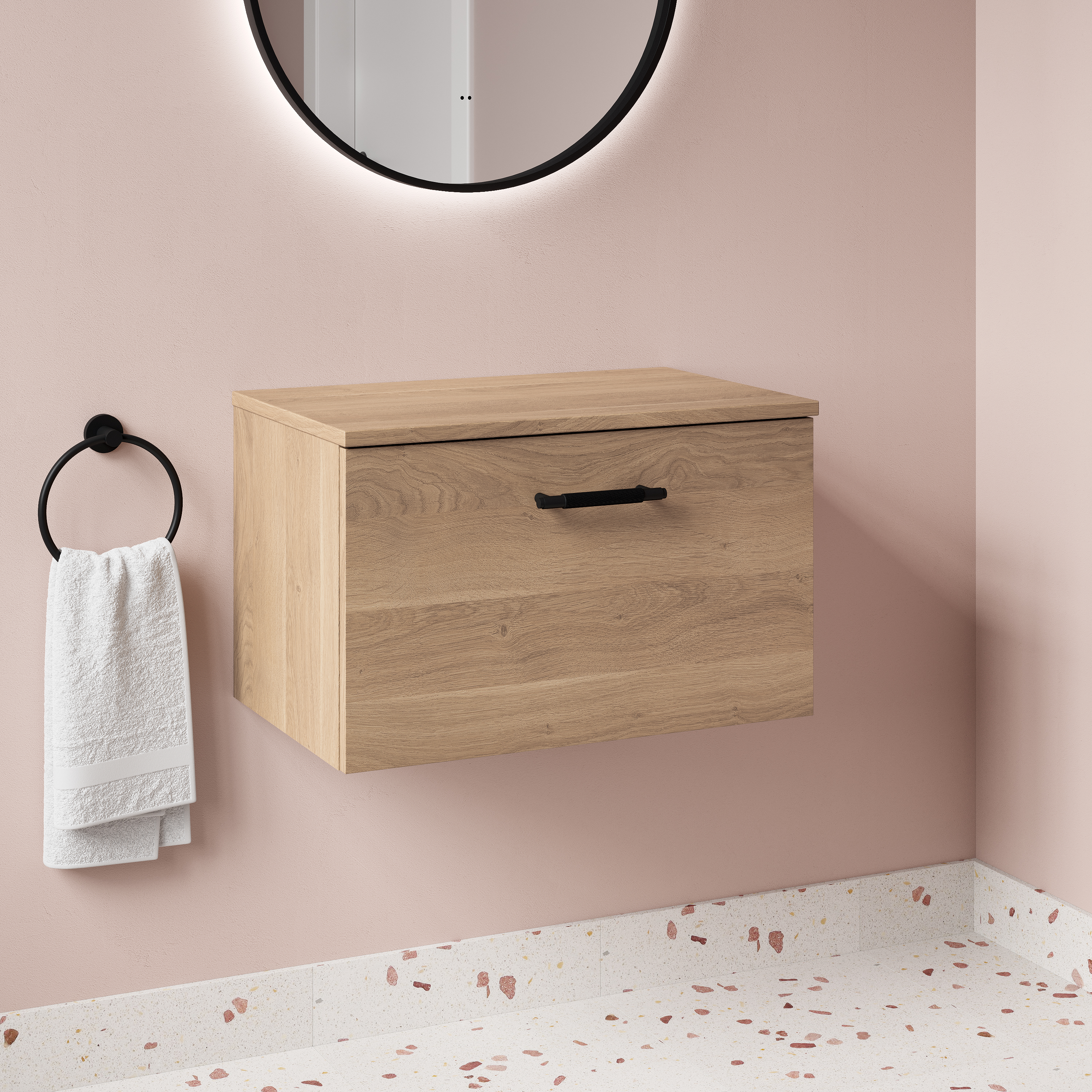 Erin 600mm Wall Mounted 1 Drawer Vanity Unit & Countertop