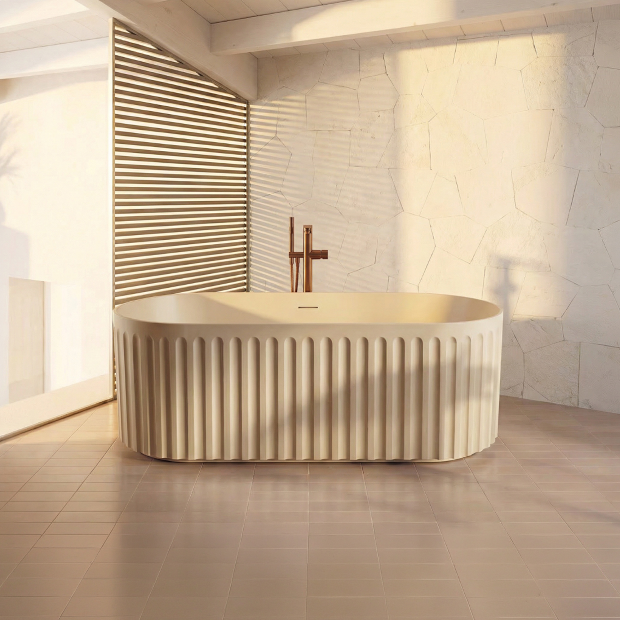 Drench Groove Oval Fluted Acrylic Bath - 1700 x 750mm