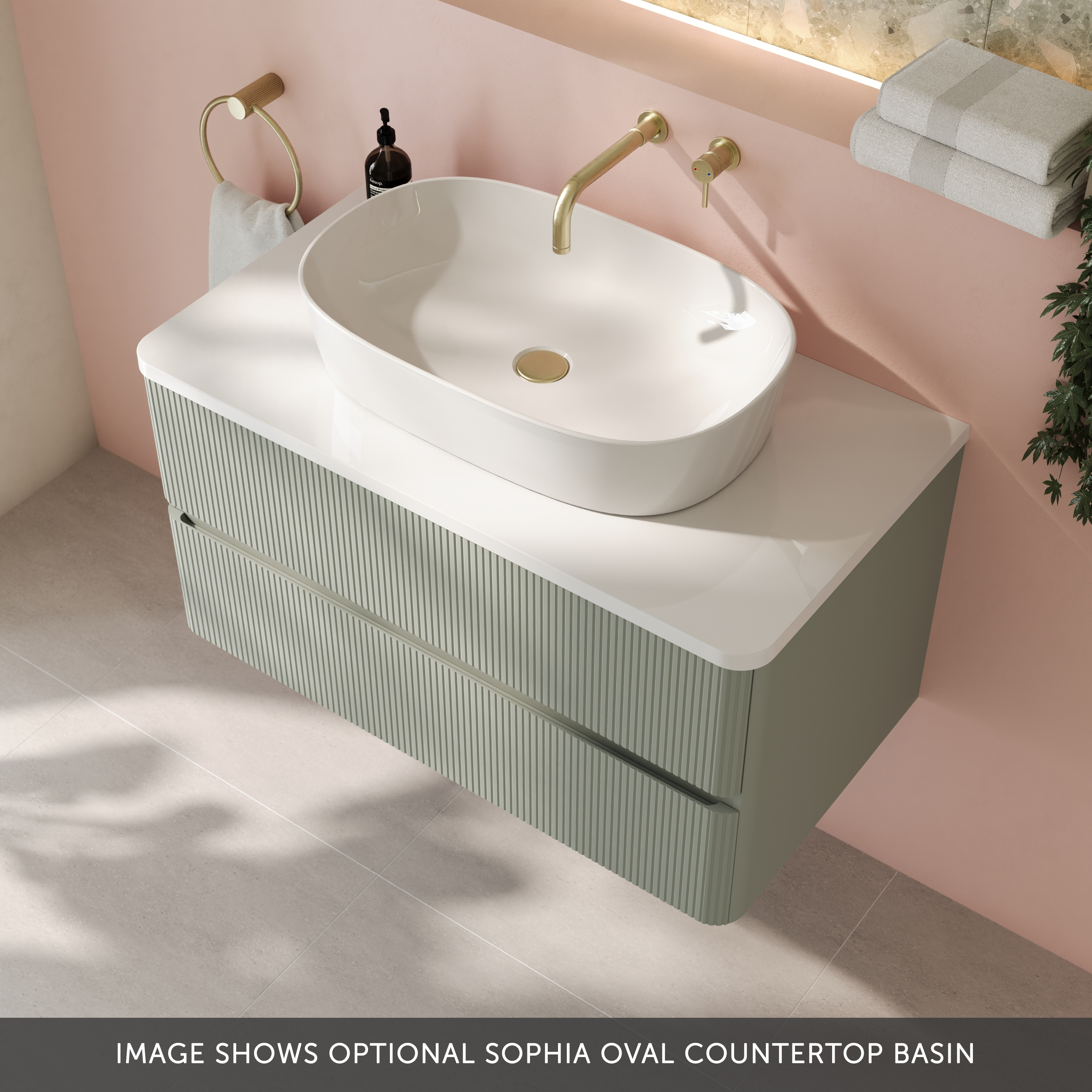 Drench Origin 900mm Fluted Wall Mounted Vanity Unit & Countertop